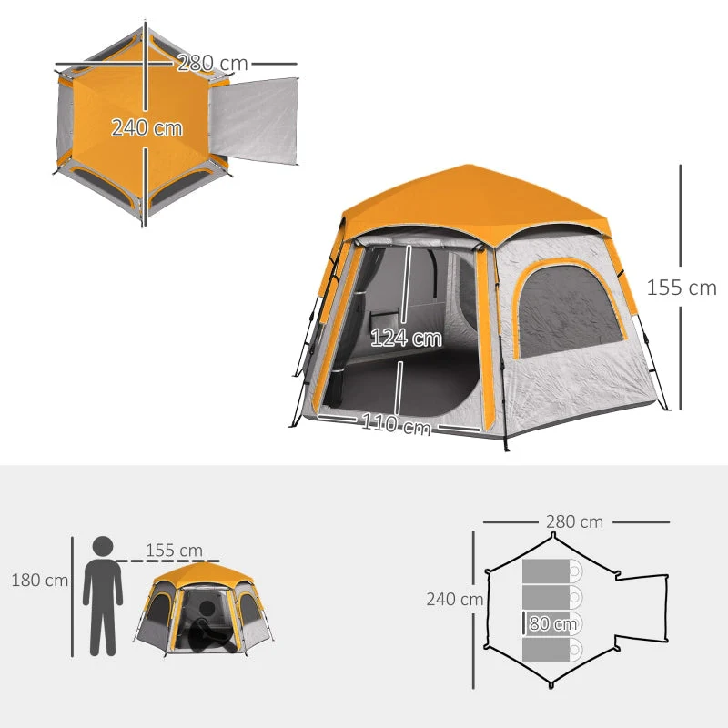 Instant Pop Up Camping Tent, Easy Setup Dome Family Tent, Waterproof & UV Protected, Light Grey - Image 3