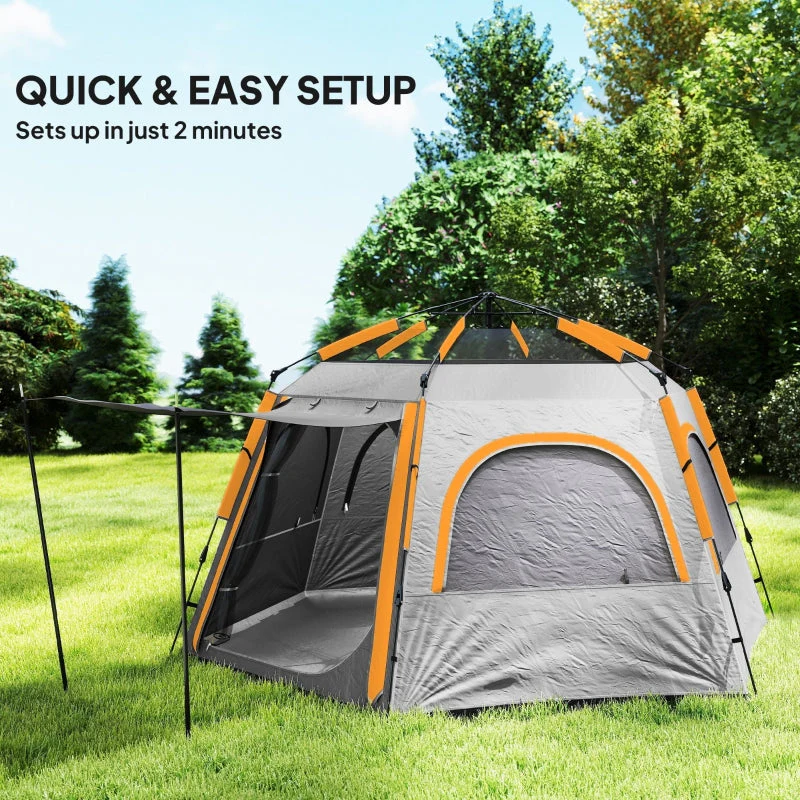 Instant Pop Up Camping Tent, Easy Setup Dome Family Tent, Waterproof & UV Protected, Light Grey - Image 4