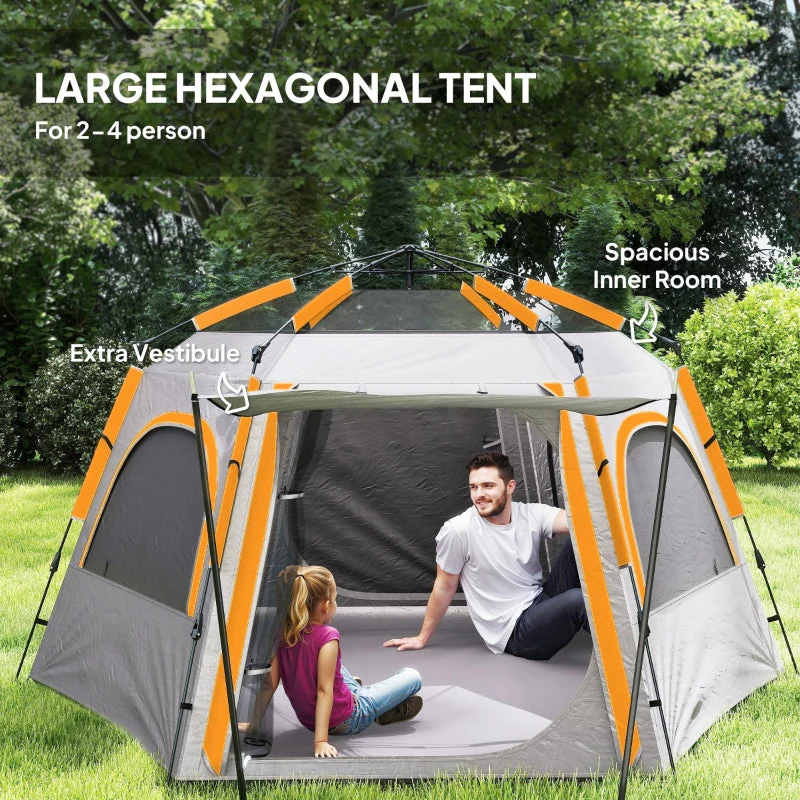 Instant Pop Up Camping Tent, Easy Setup Dome Family Tent, Waterproof & UV Protected, Light Grey - Image 5