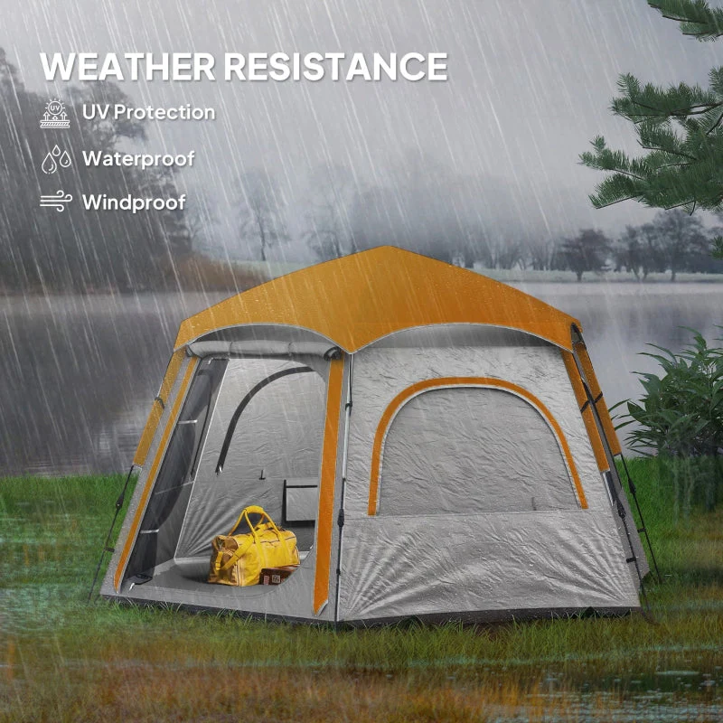Instant Pop Up Camping Tent, Easy Setup Dome Family Tent, Waterproof & UV Protected, Light Grey - Image 6