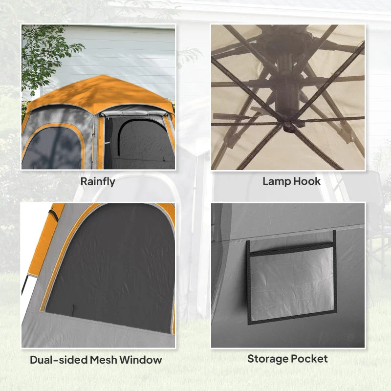 Instant Pop Up Camping Tent, Easy Setup Dome Family Tent, Waterproof & UV Protected, Light Grey - Image 7