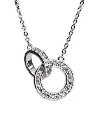 Interlocking Diamante Necklace Silver