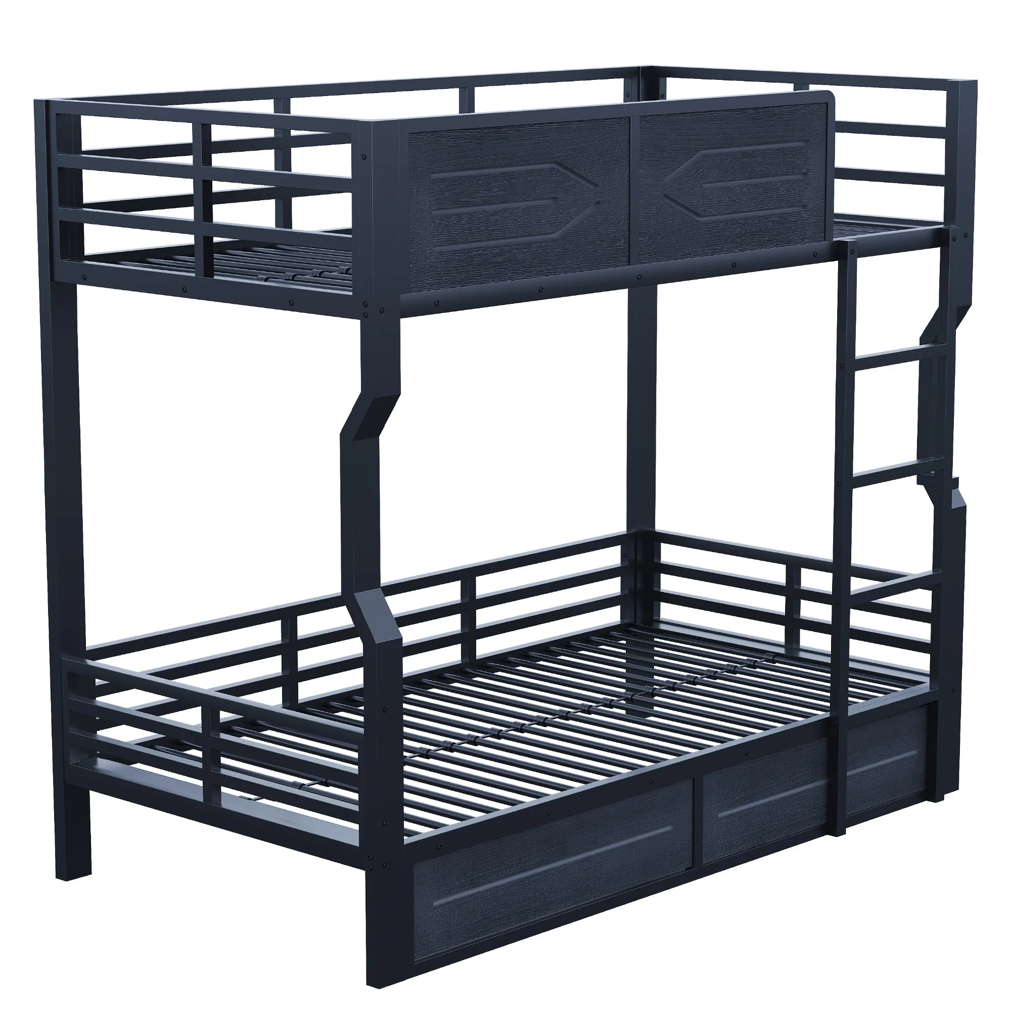 Iron Bunk Bed with LED Lighting and High Side Rails, 90x200cm, Black Iron - Image 8