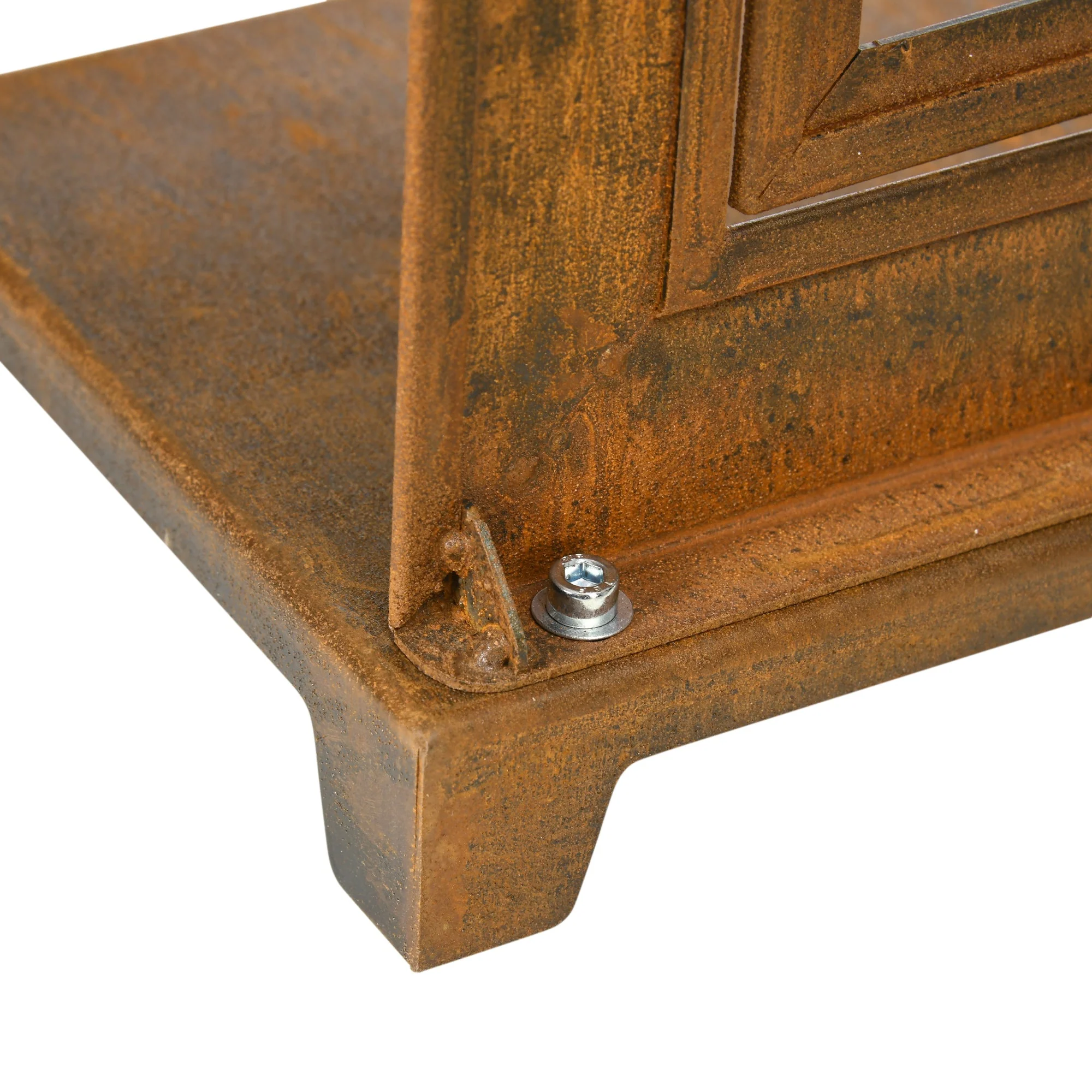 Iron Window Casement with Sill & Latch 55x80cm, Weathered Steel Rustic Brown - Image 8