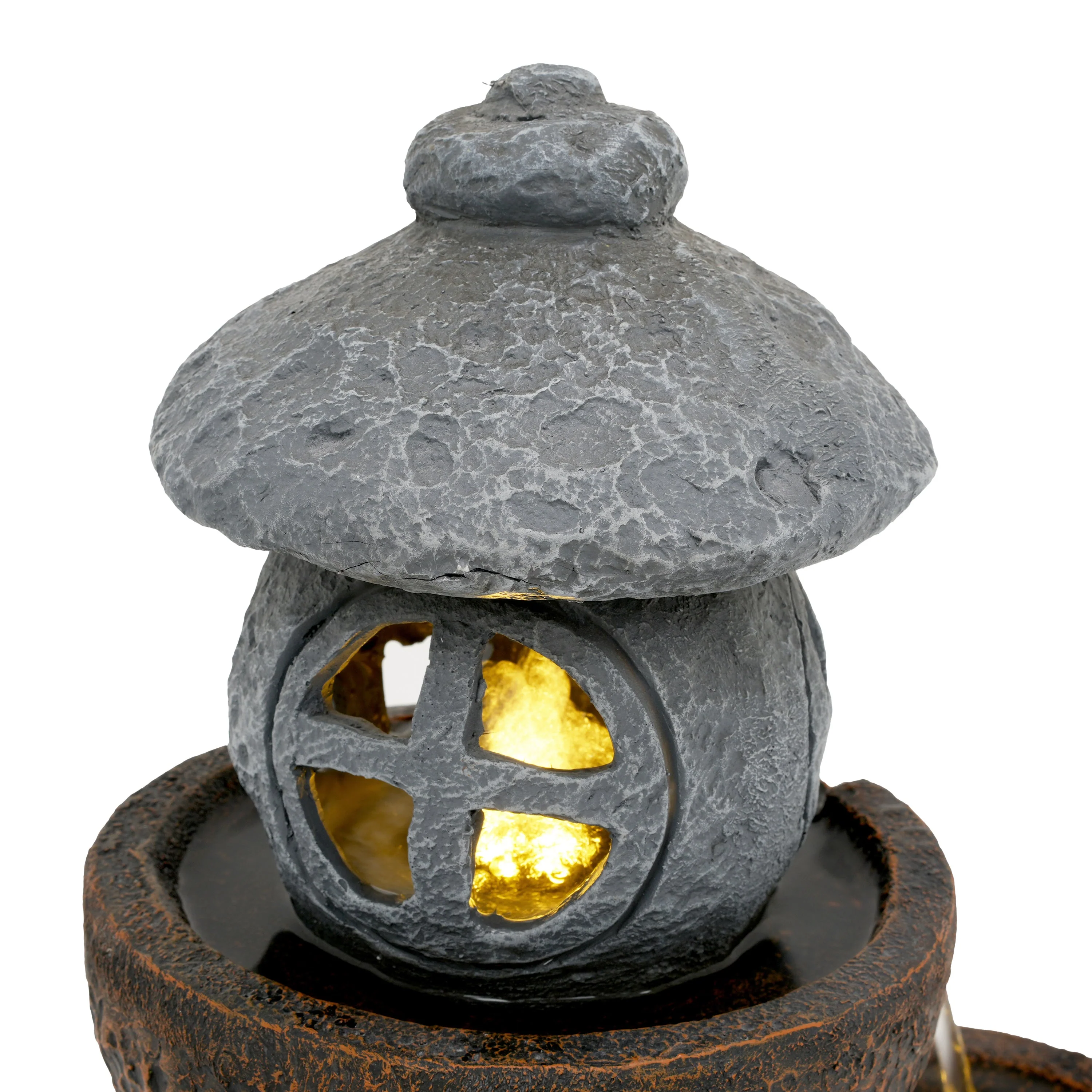 Japanese Garden Zen LED Outdoor Fountain, 95 cm with Tranquil Water Feature, Stone Grey - Image 7