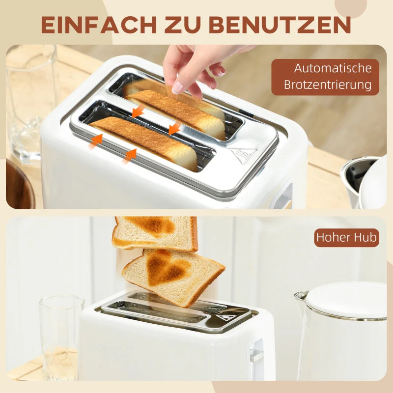 Kettle Toaster Set, 1.5L, 2 Slices, 2200W, White - Image 8