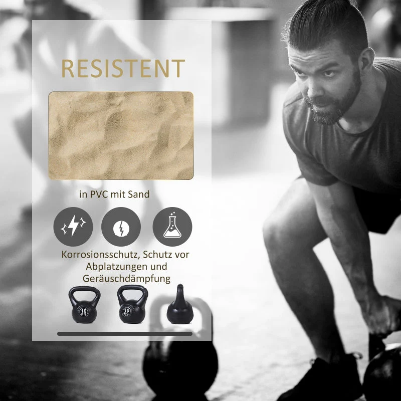 Kettlebell 10 kg Dumbbell Sand Filled Black - Image 4