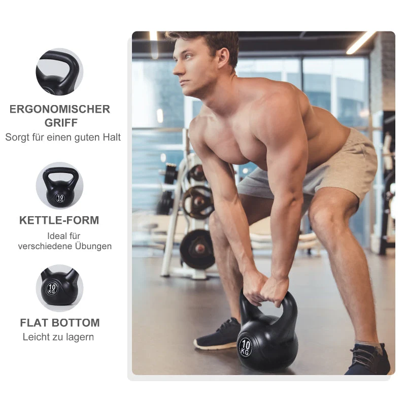 Kettlebell 10 kg Dumbbell Sand Filled Black - Image 5