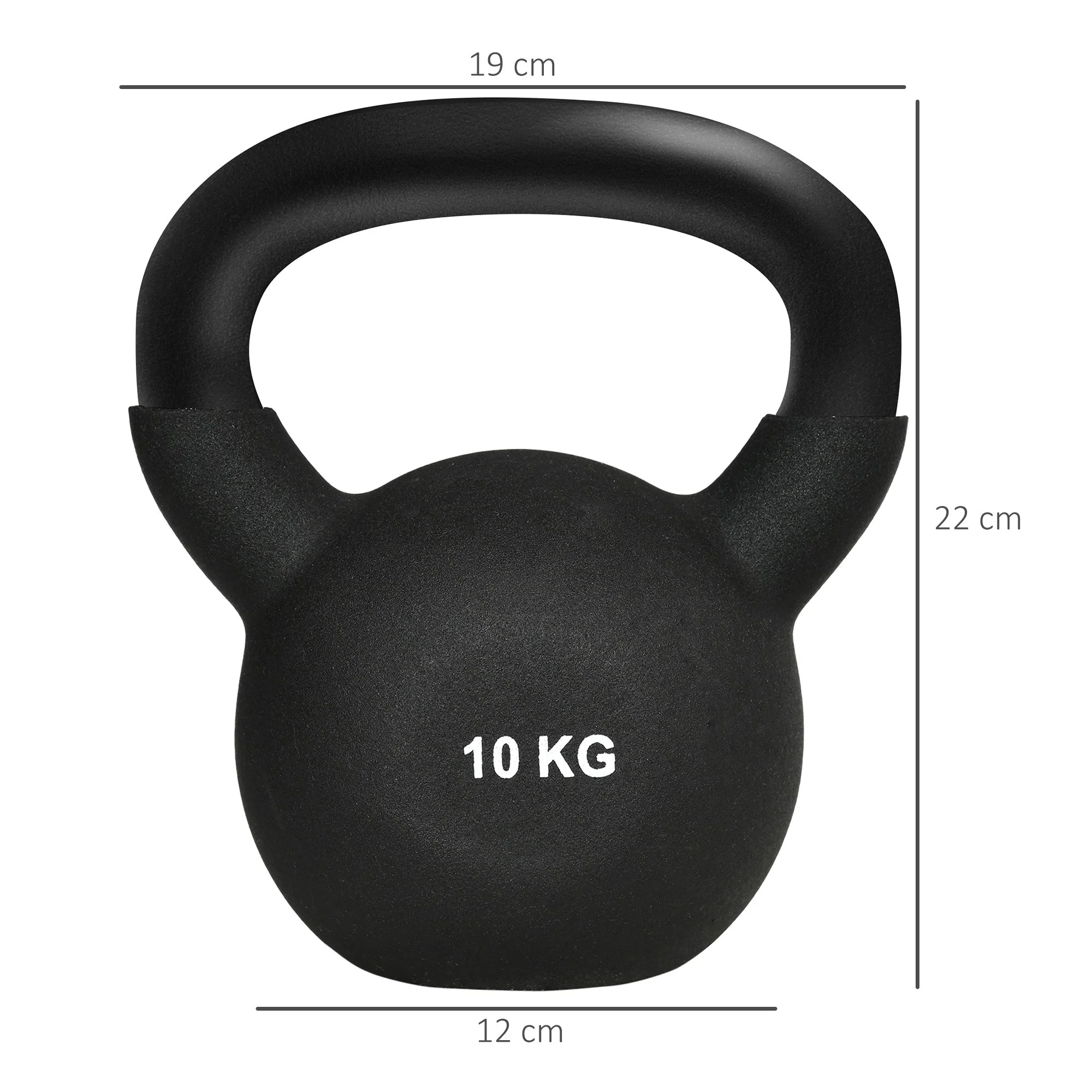 Kettlebell 10 kg, Fitness & Strength Training, Cast Iron Neoprene, Black - Image 3