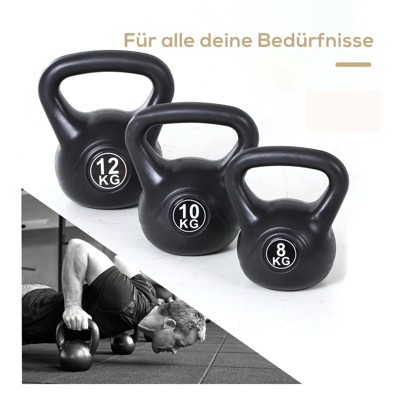 Kettlebell with 12kg Sand Filling for Beginners, Black - Image 7