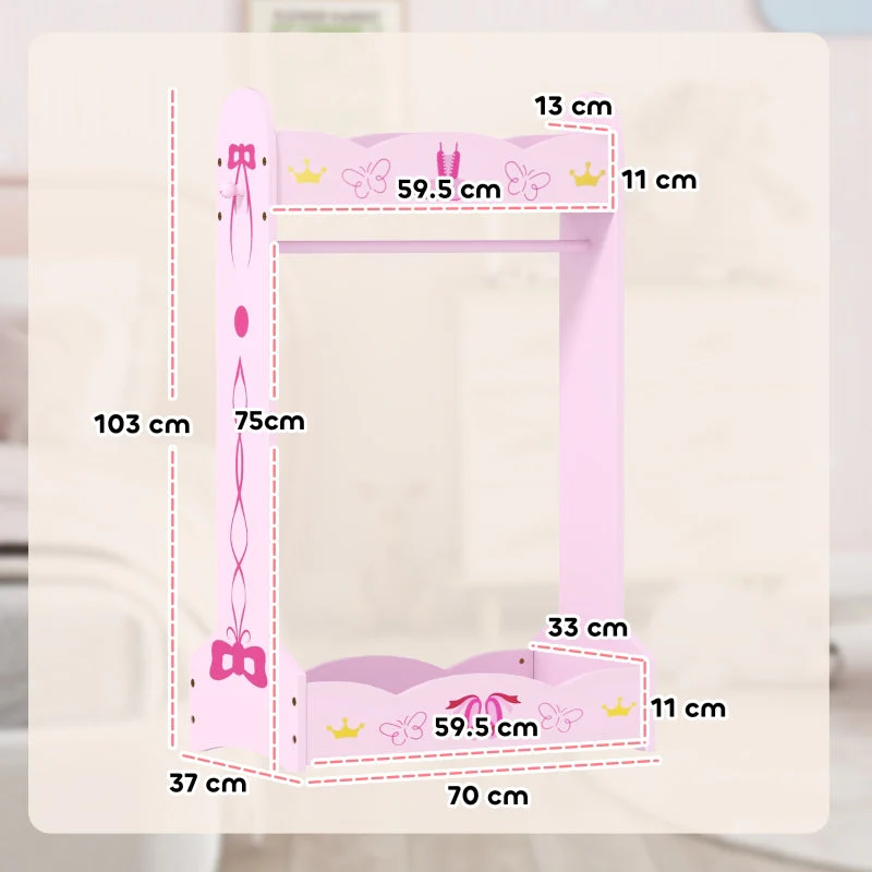 Kids Clothes Rail, Two Shelves 3-8 Years, Pink - Image 3
