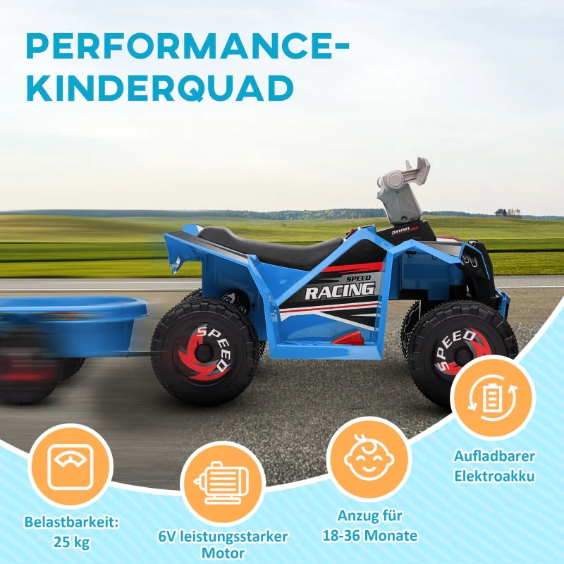 Kids' Quad, 2.5 km/h, Rechargeable, Trailer, Blue - Image 6