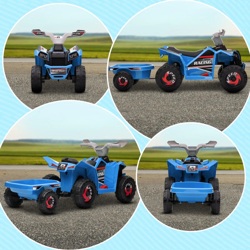 Kids' Quad, 2.5 km/h, Rechargeable, Trailer, Blue - Image 8