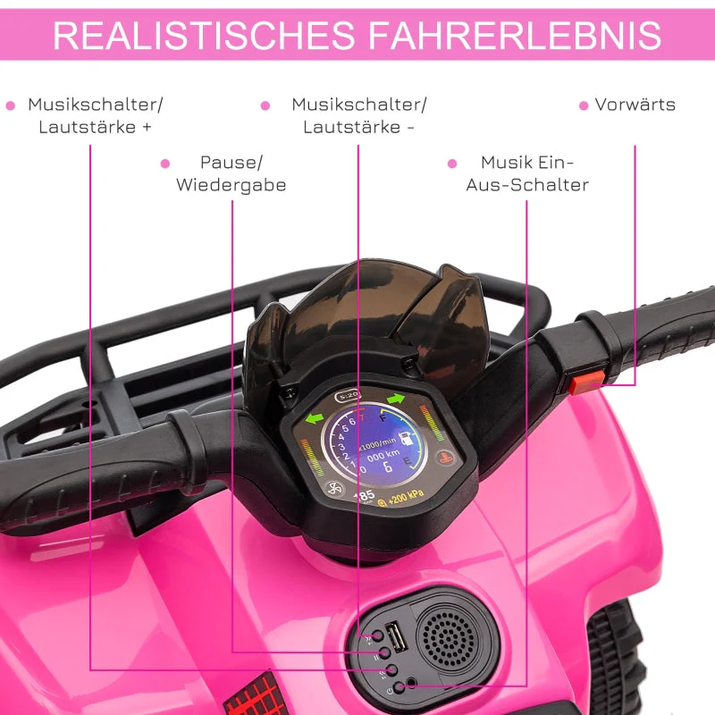 Kids Quad Electric 6V, Forward Function, Music, Pink - Image 6