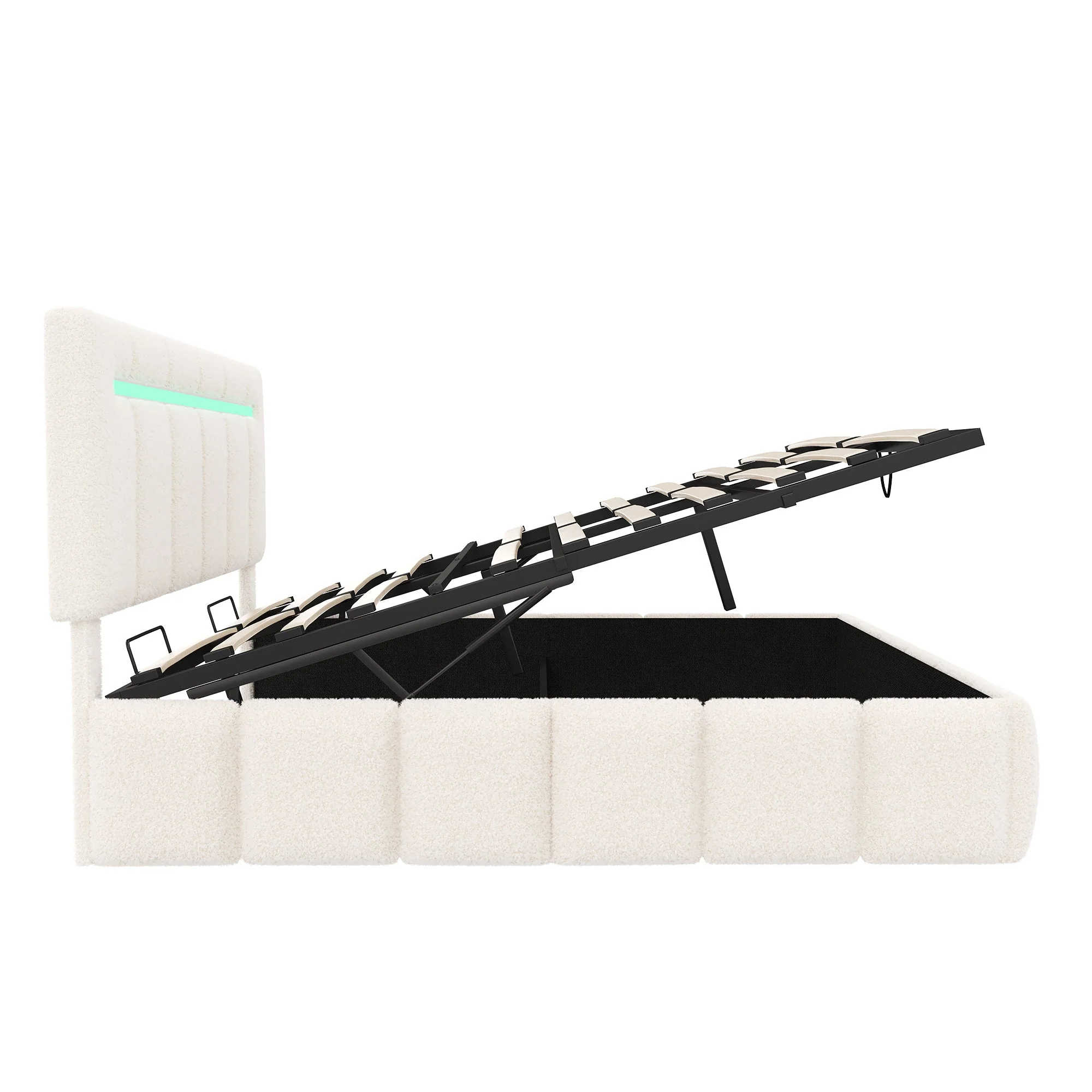 King Hydraulic Bed with Charging Station Boucle - Image 4