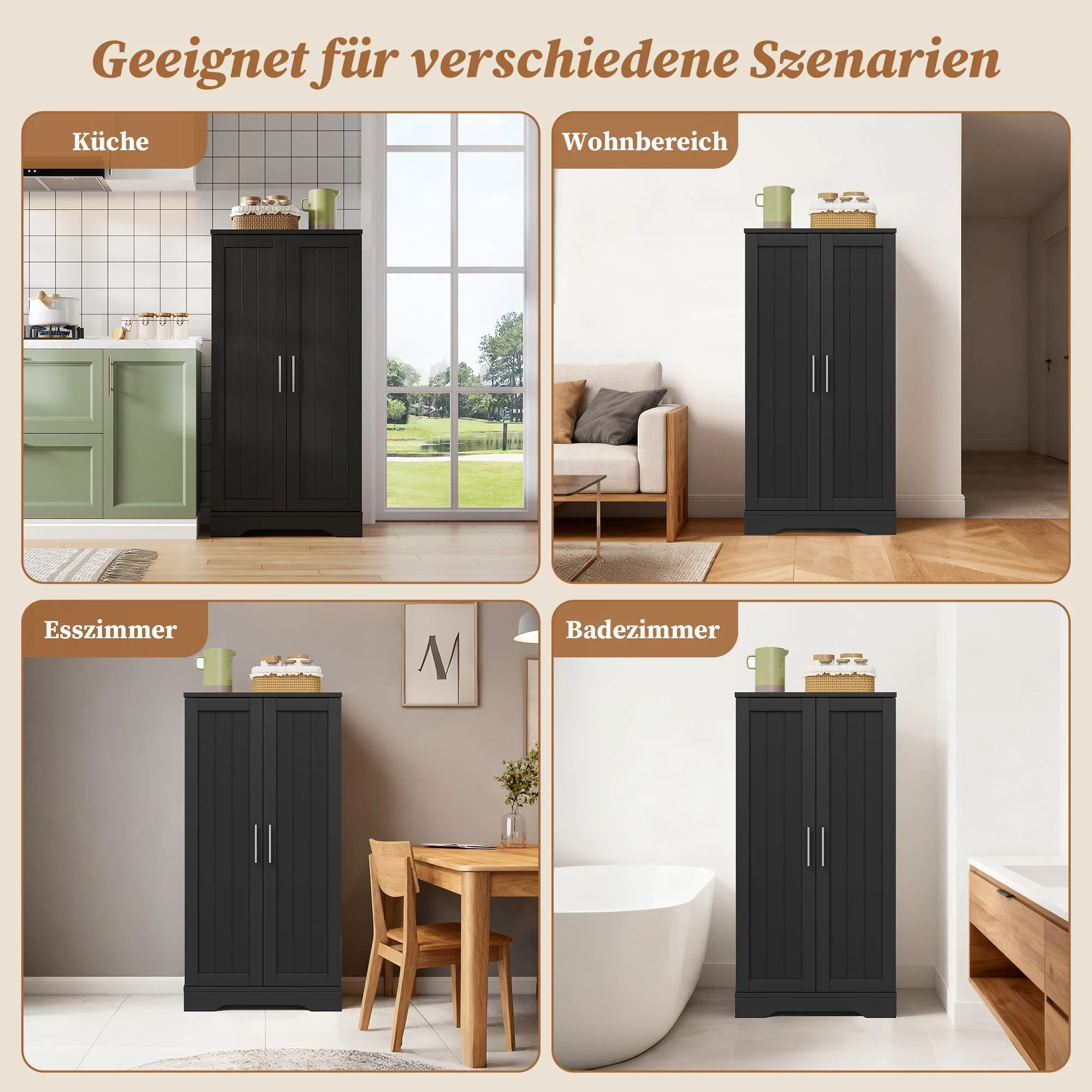 Kitchen Cabinet 120x60x40cm 2-Door LED Sensor Light Black MDF - Image 2