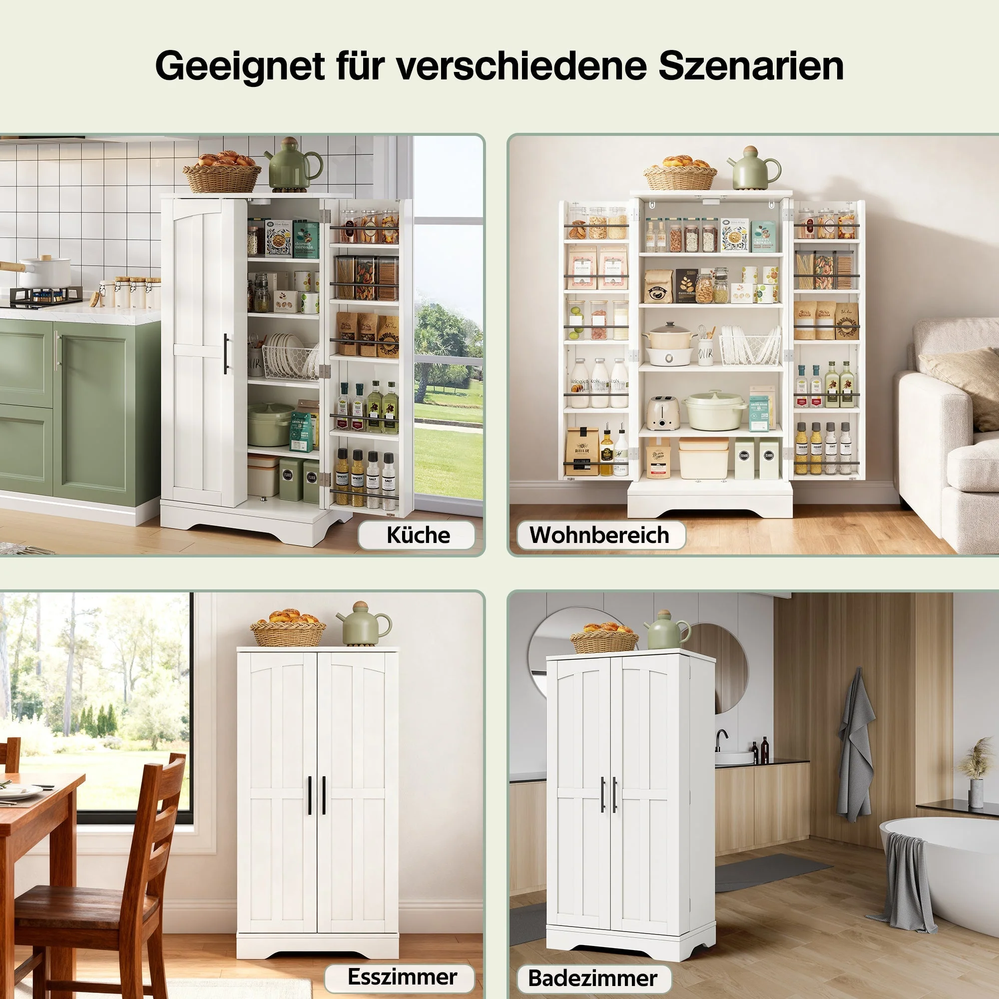 Kitchen Cabinet 120x60x40cm LED Sensor Light 2-Door Adjustable Shelves - White - Image 2