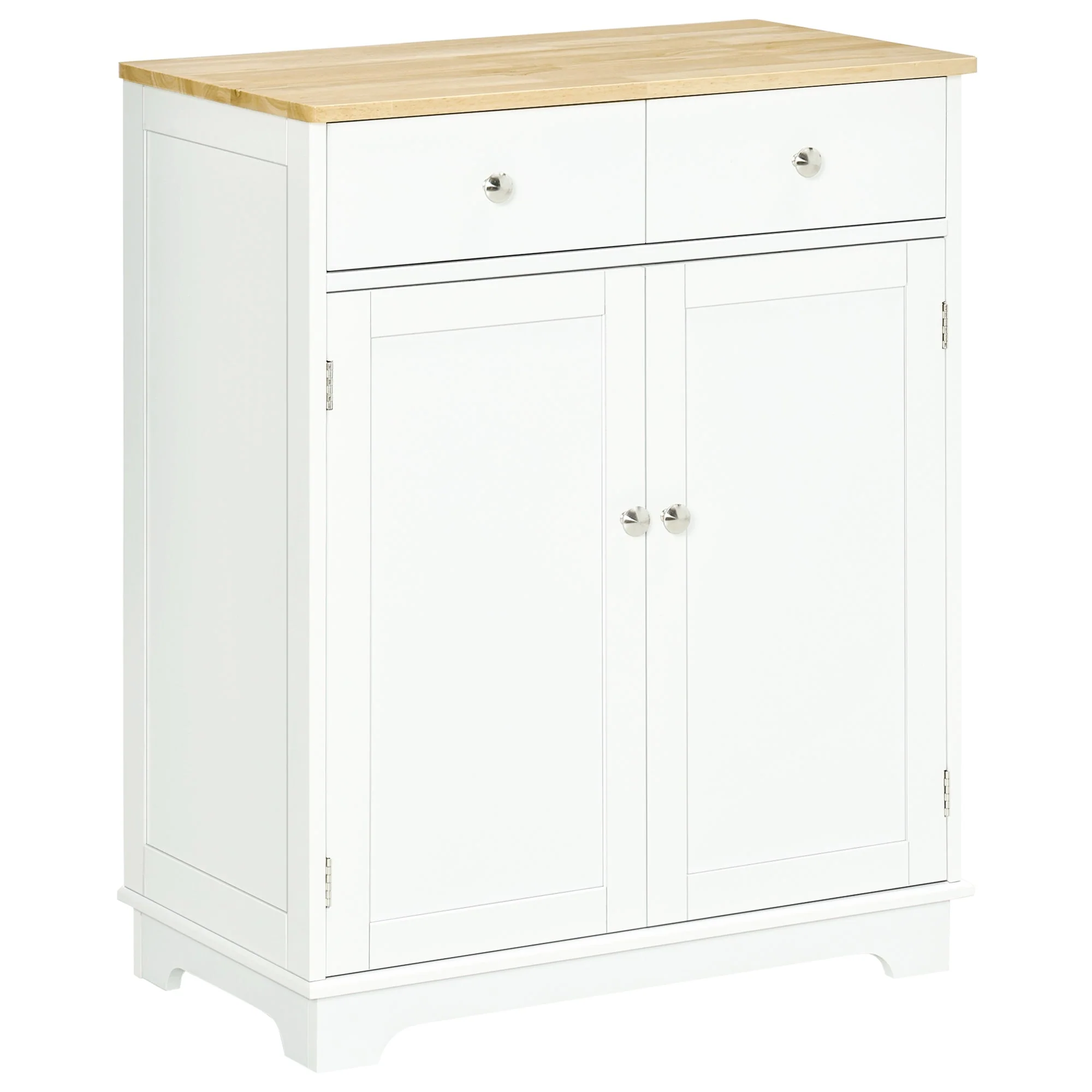 Kitchen Cabinet Side Storage Sideboard with Solid Wood Top, Adjustable Shelf & Drawer, Multicolor Engineered Wood - Image 2