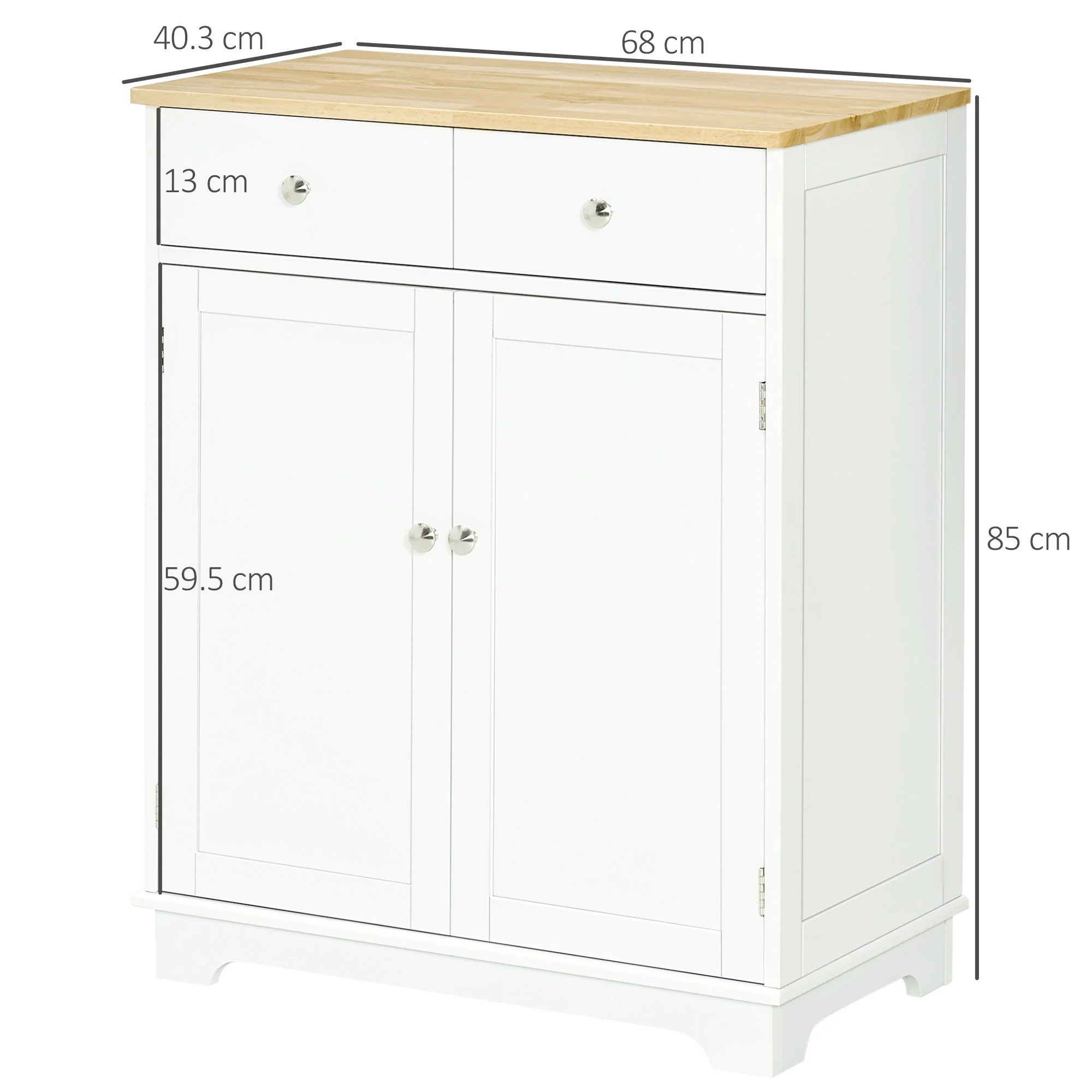 Kitchen Cabinet Side Storage Sideboard with Solid Wood Top, Adjustable Shelf & Drawer, Multicolor Engineered Wood - Image 3