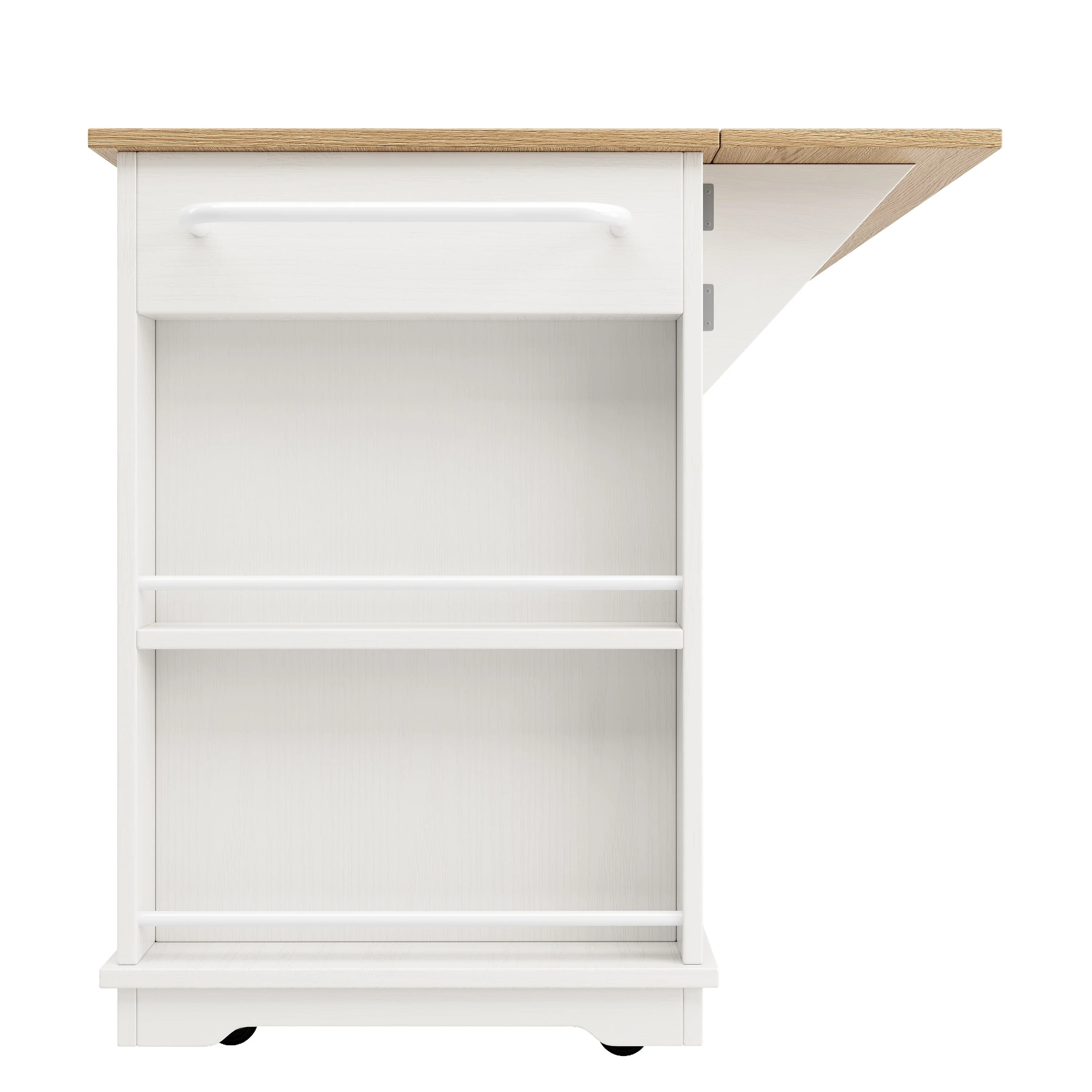 Kitchen Island Cabinet Worktop Storage Tempered Glass White - Image 3