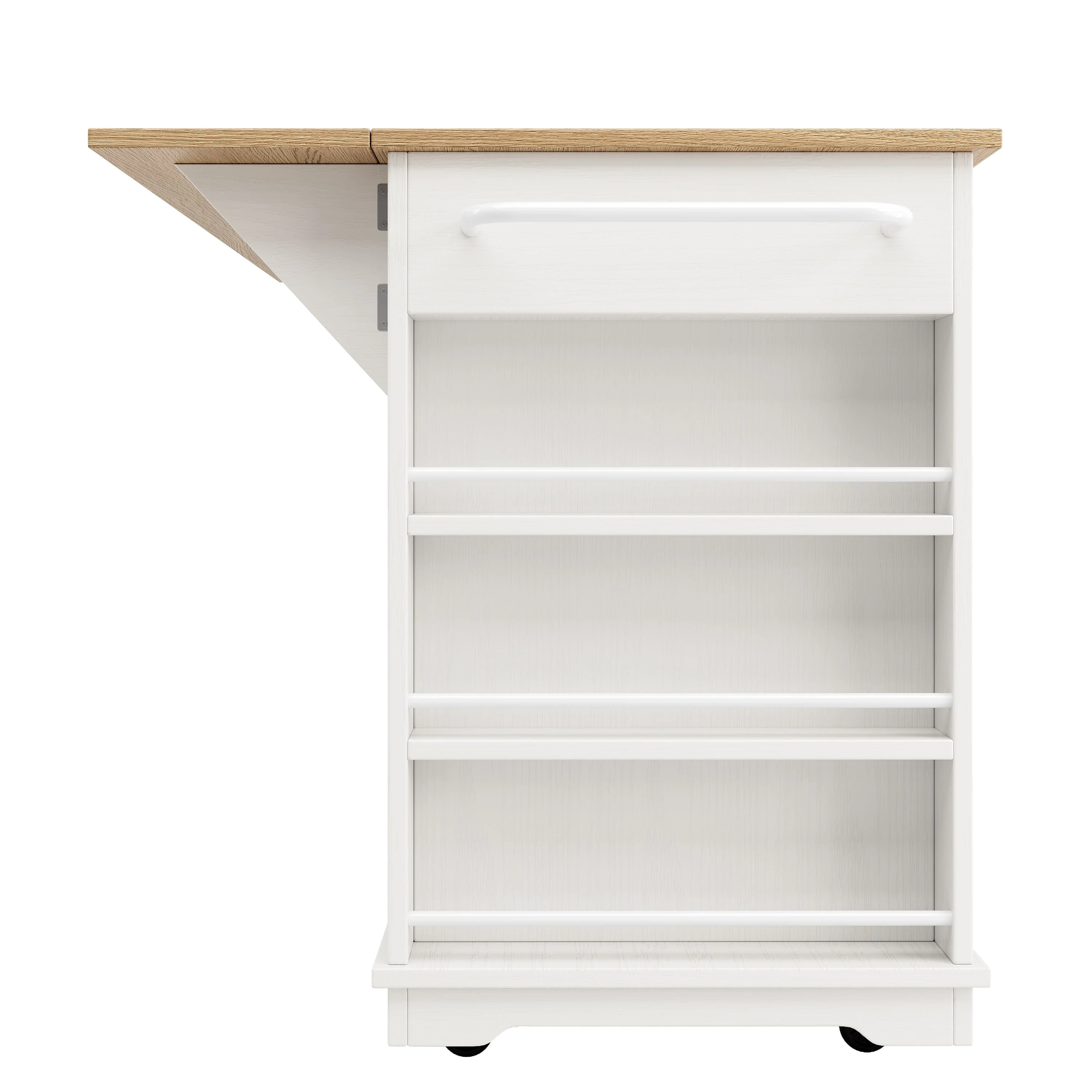 Kitchen Island Cabinet Worktop Storage Tempered Glass White - Image 5
