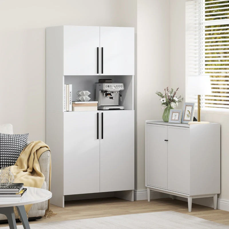 Kitchen Pantry Cabinet Shelves Microwave Shelf - White - Image 6