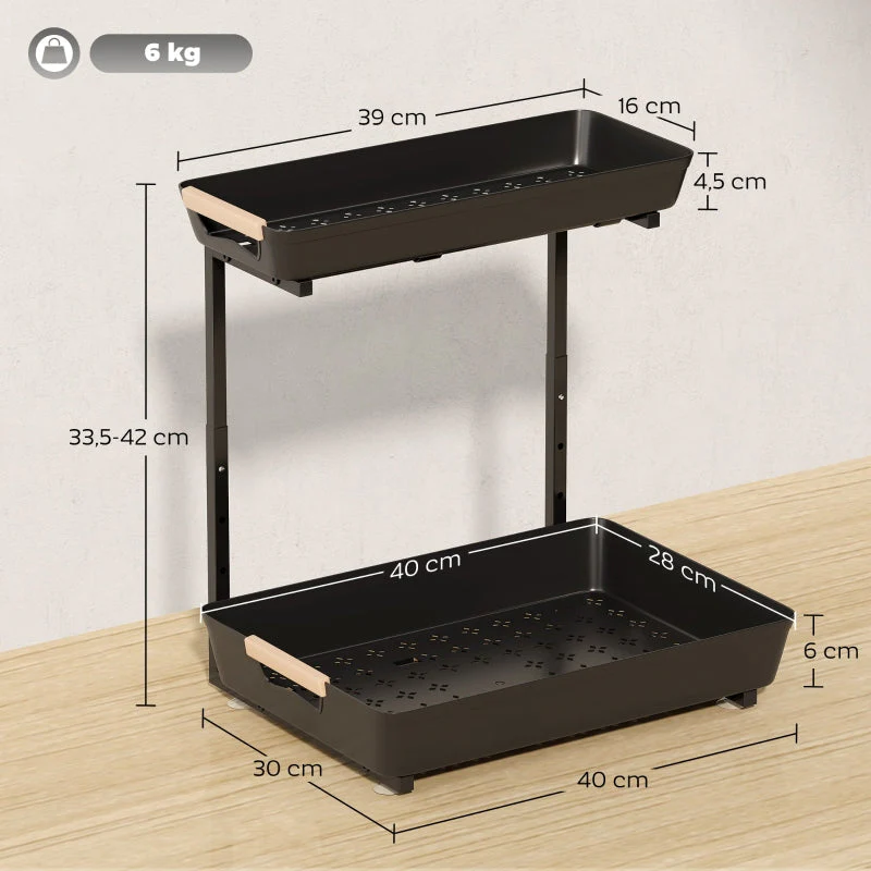 Kitchen Shelf, Height-Adjustable with 2 Baskets - Image 3