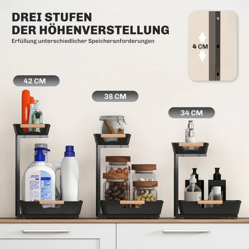 Kitchen Shelf, Height-Adjustable with 2 Baskets - Image 4