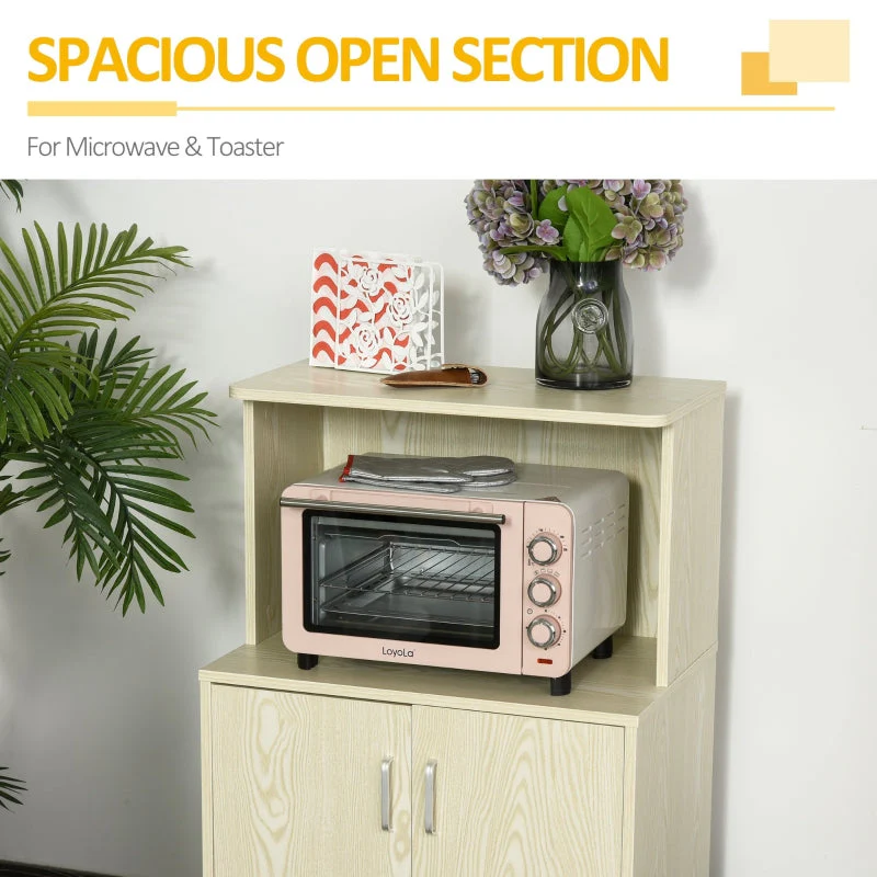 Kitchen Storage Unit, Microwave Stand Trolley Cabinet with Locking Wheels, Oak Tone - Image 5