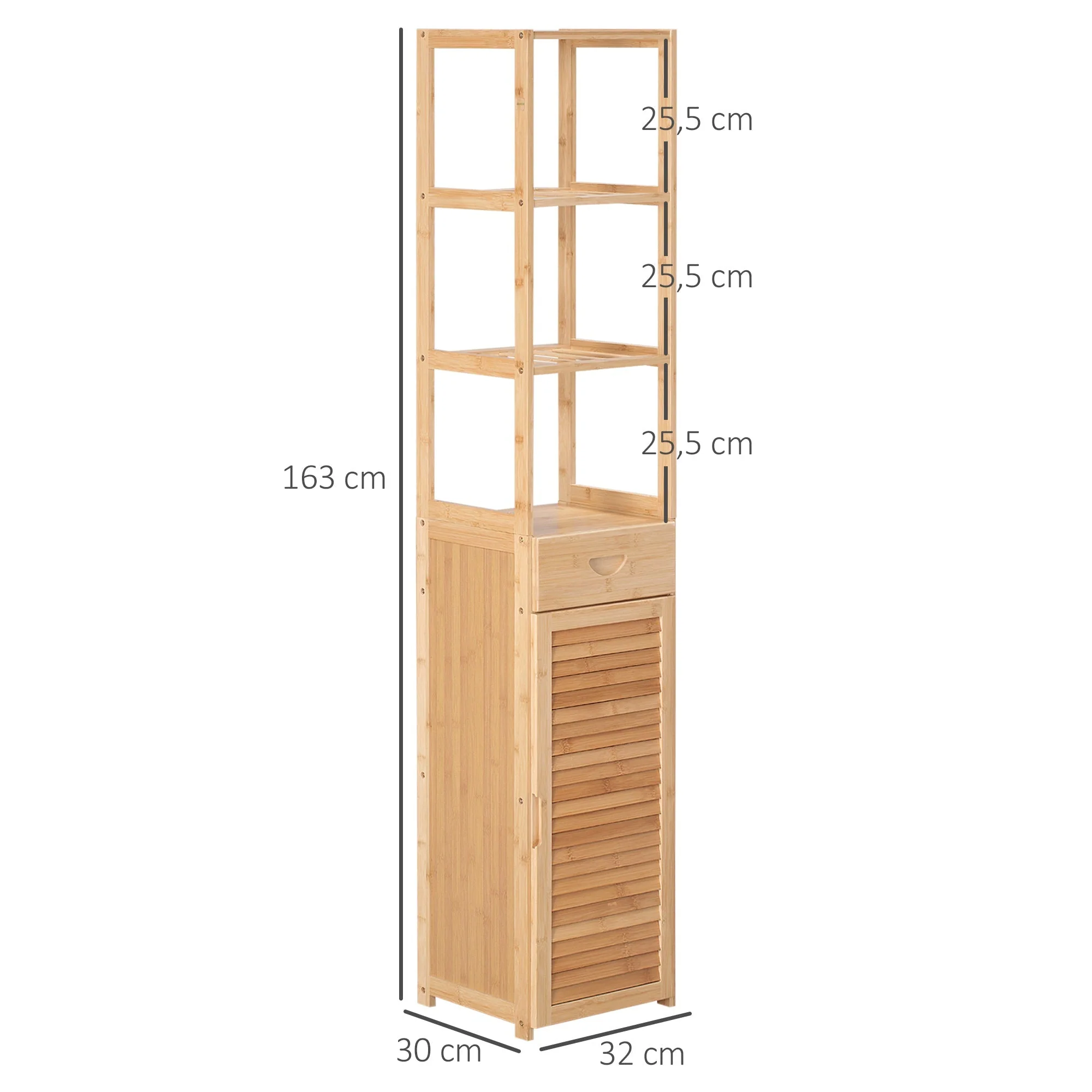 kleankin Bathroom Cabinet, Drawer, Shelves, Open Compartment, Natural Wood - Image 3