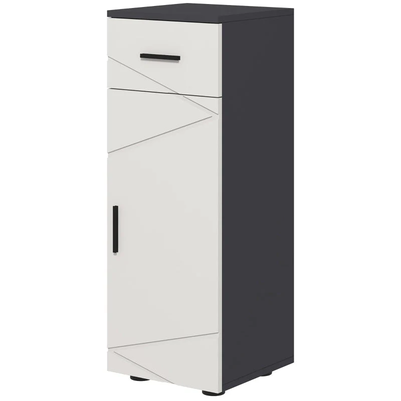 kleankin Bathroom Cabinet with Drawer, Adjustable Shelves, Gray - Image 2