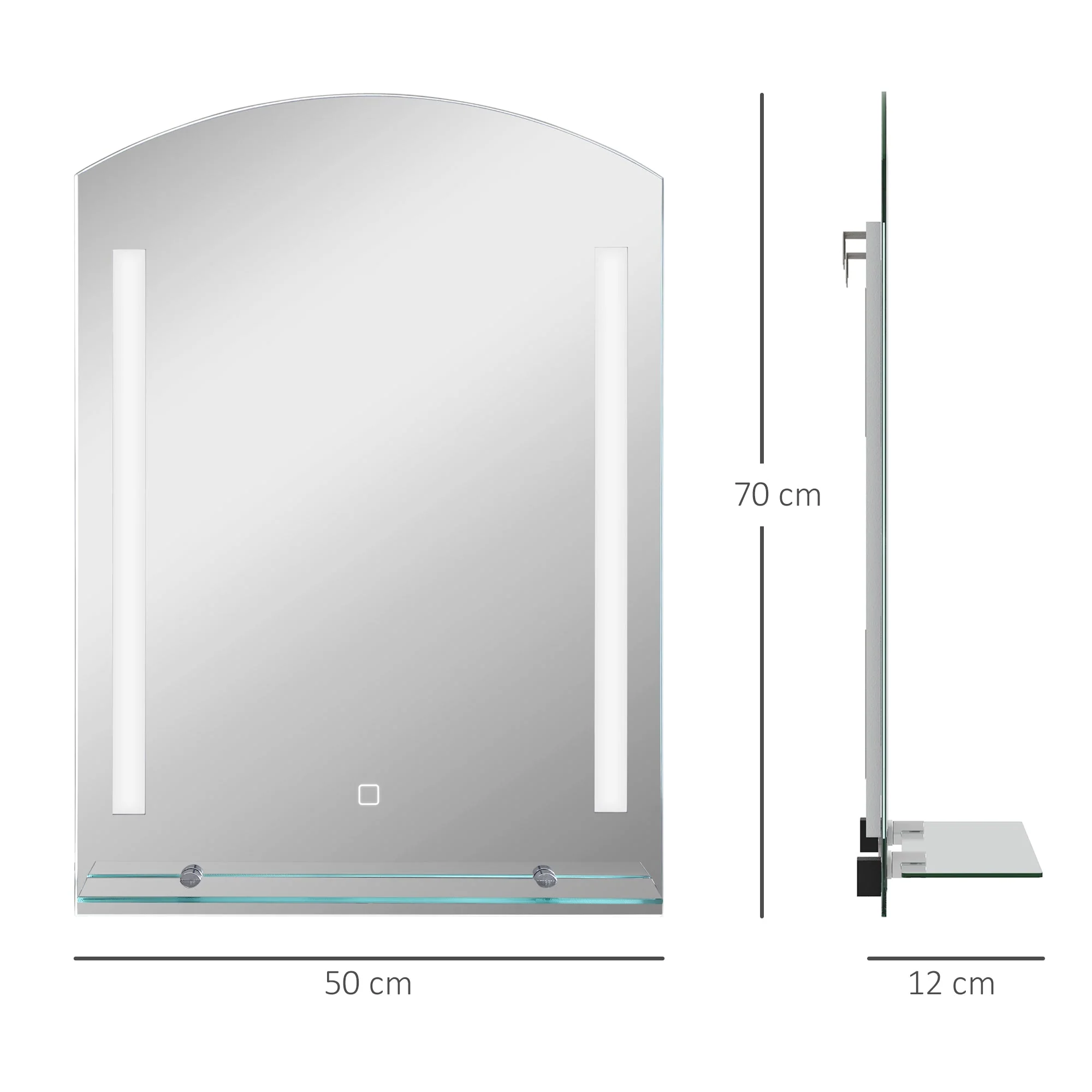 Kleankin Bathroom Mirror, LED, Touch Switch, Aluminum - Image 3