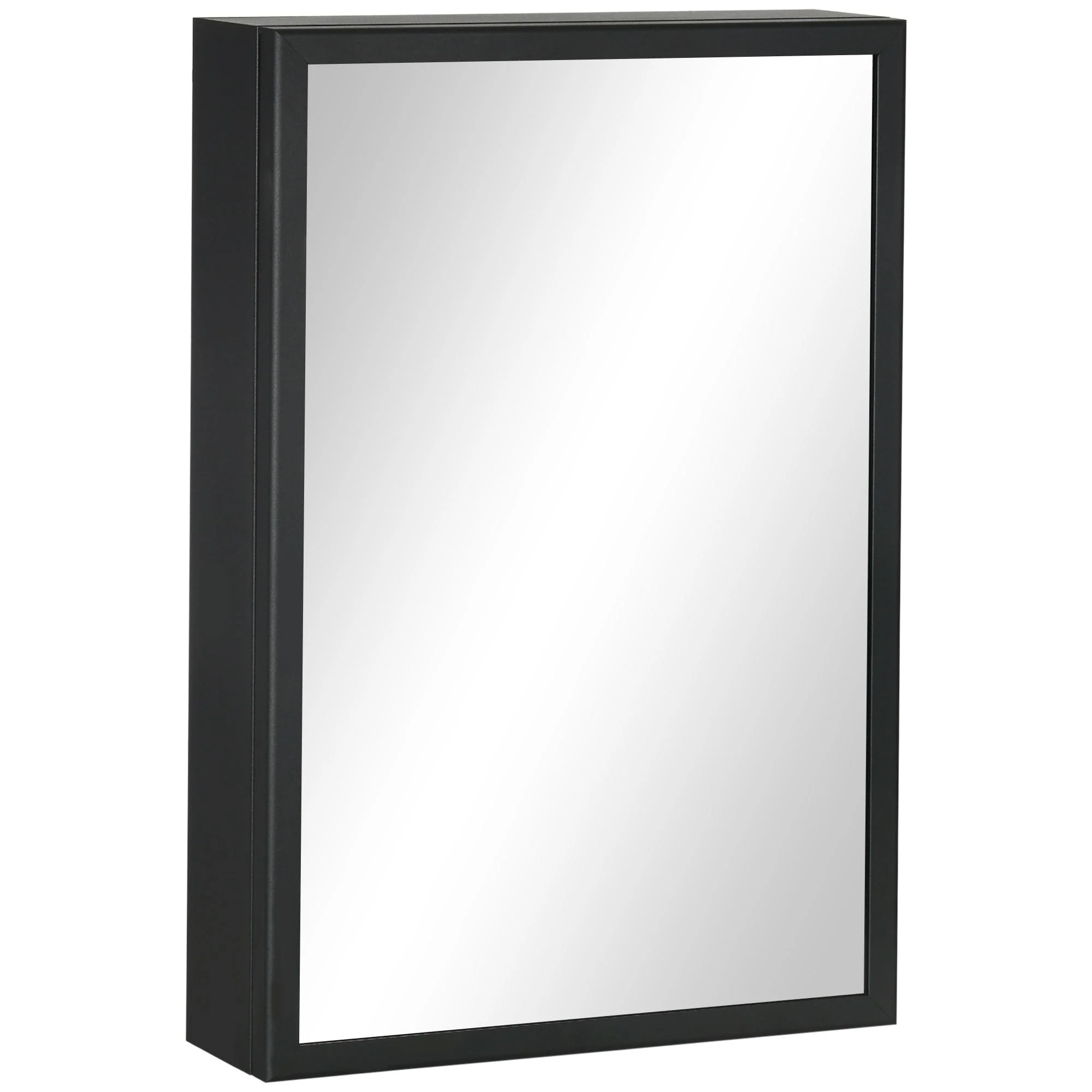 kleankin Mirror Cabinet, 3-Tier Bathroom Medicine Wall, Black