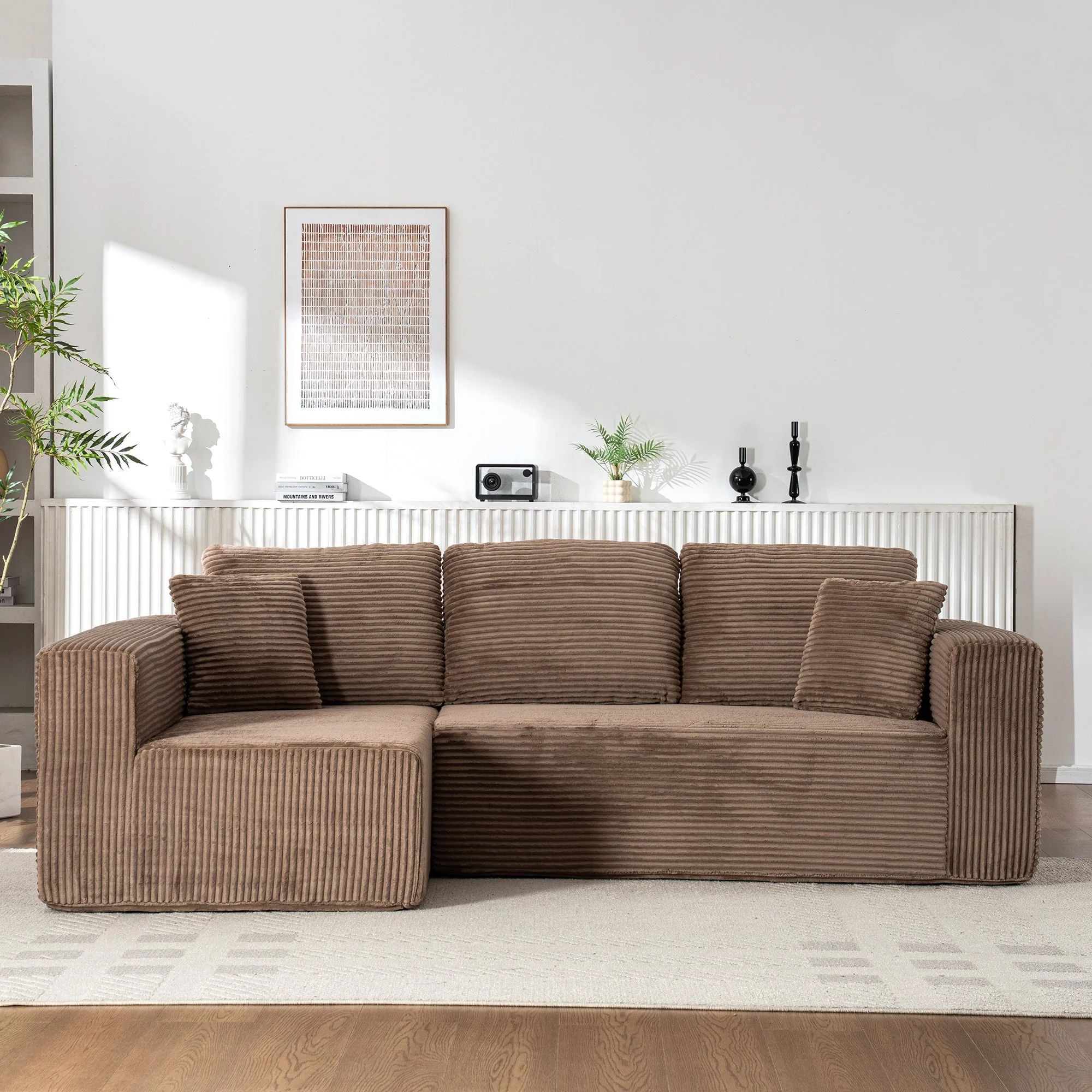 L-Shaped Cloud Sofa, Modern Modular Chaise Lounge with Armchair, No Assembly Required, Core Fabric - Image 10