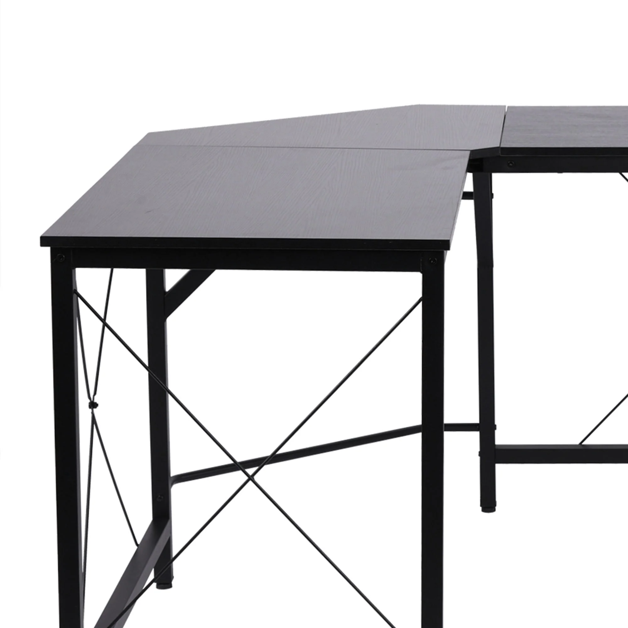 L-shaped Corner Computer Desk, 150x150x76cm Modern Office/Home Desk, Black MDF - Image 8