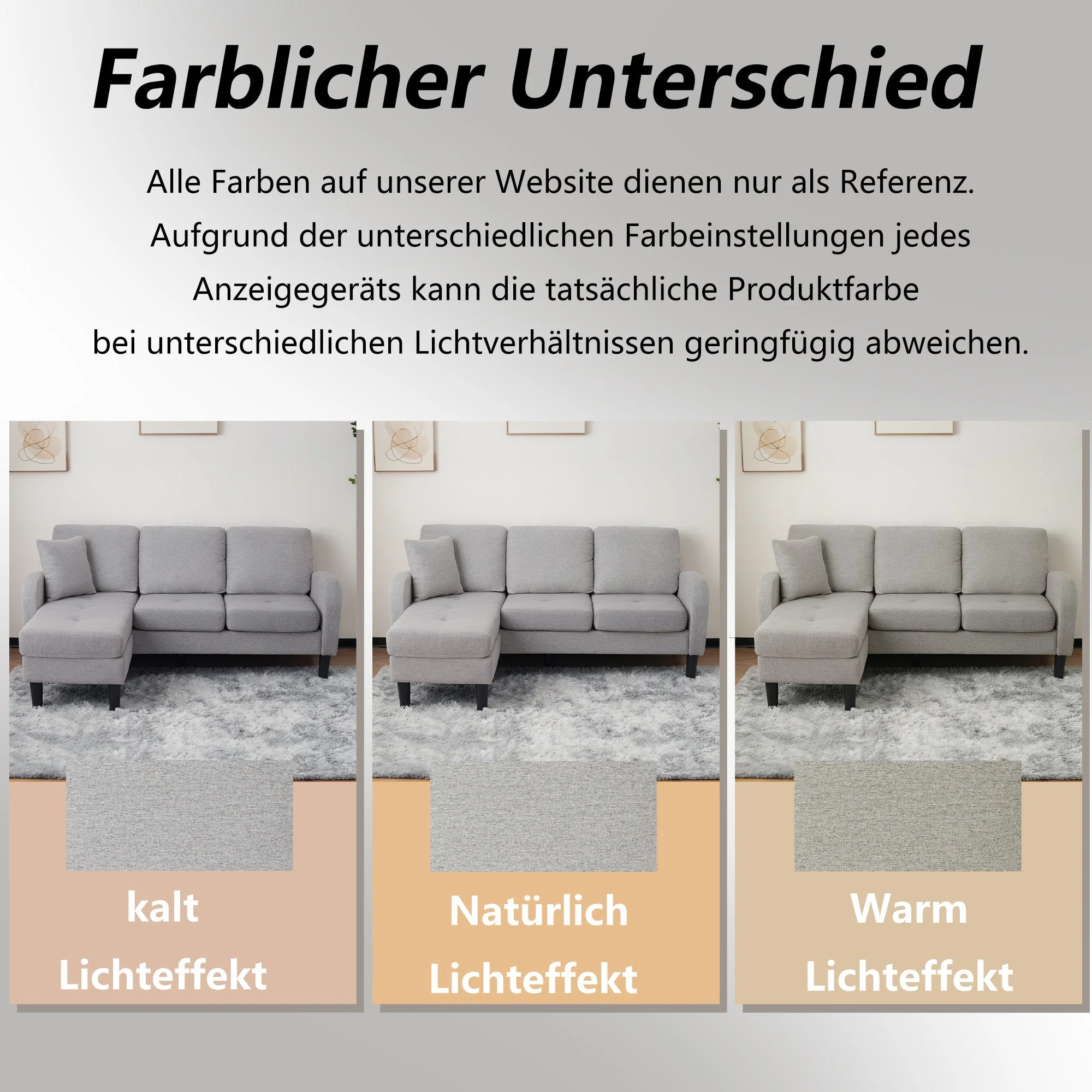 L-shaped Corner Sofa 3-Seater Chaise Longue Modular - Cotton-Linen - Image 6