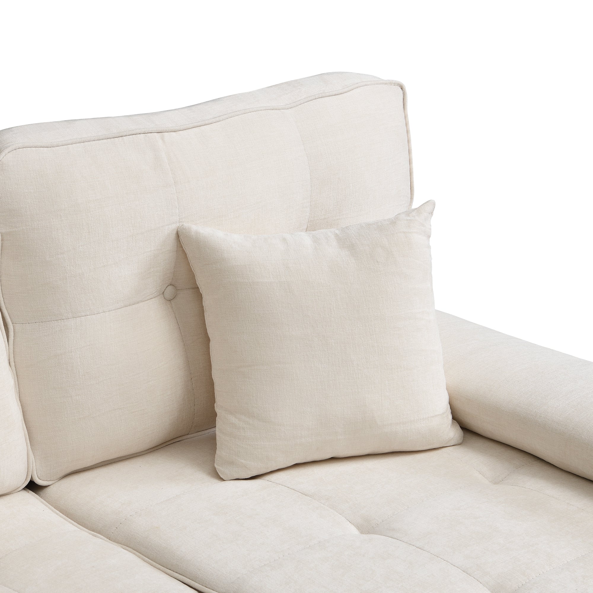 L-Shaped Corner Sofa 3-Seater Sleeper Sofa Bed w/ Chaise & Movable Footrest 195cm - Chenille - Image 10