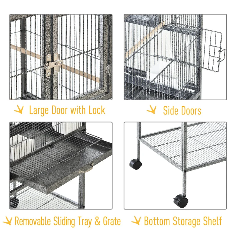 Large Bird Cage Parrot Cage with Divider, Slide Tray - 95 x 45.5 x 102 cm - Image 5
