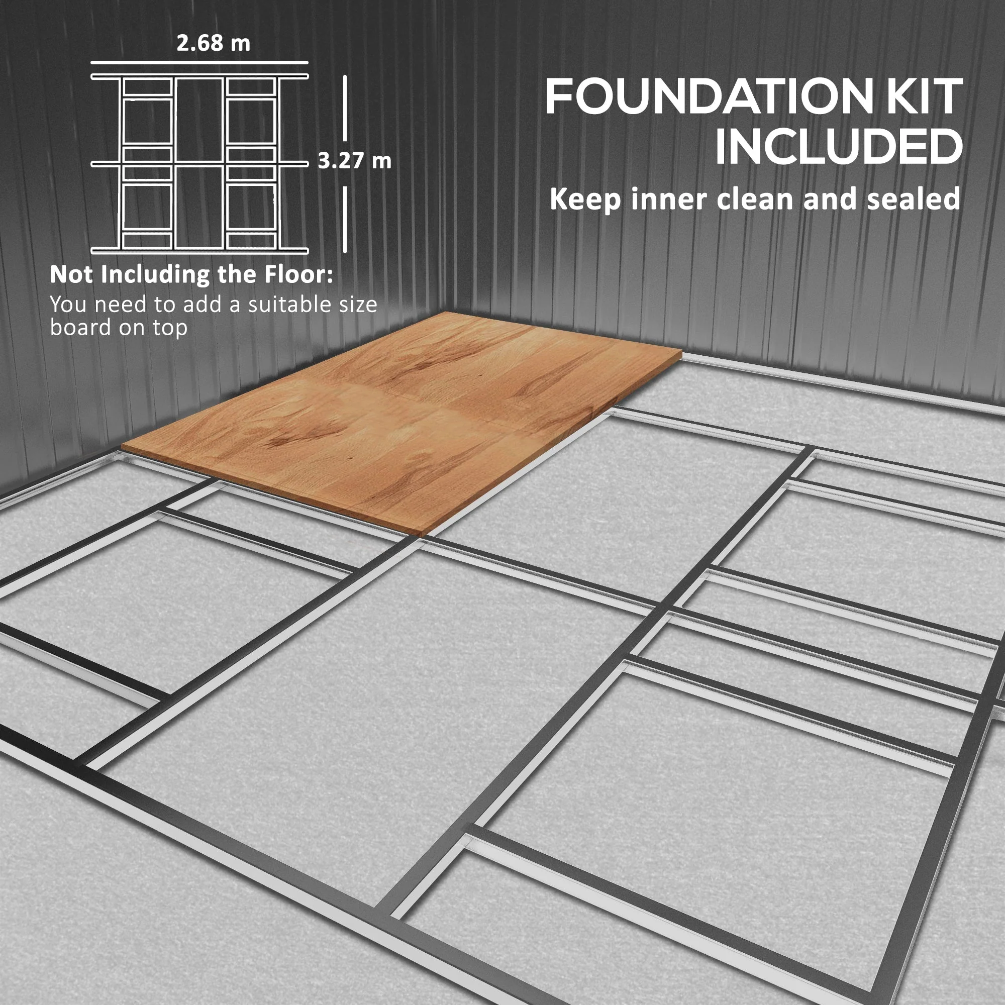 Large Garden Shed, Metal with Foundation Kit and Ventilation, Light Grey - Image 6