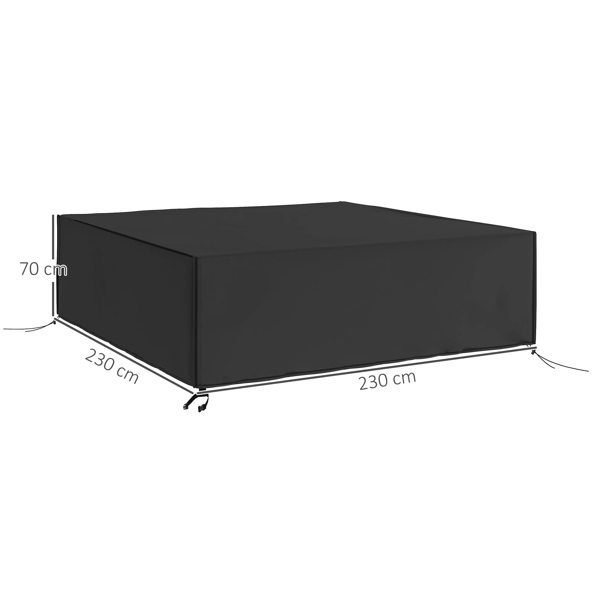 Large Patio Garden Furniture Set Cover Square Waterproof 600D Oxford, Black - Image 3