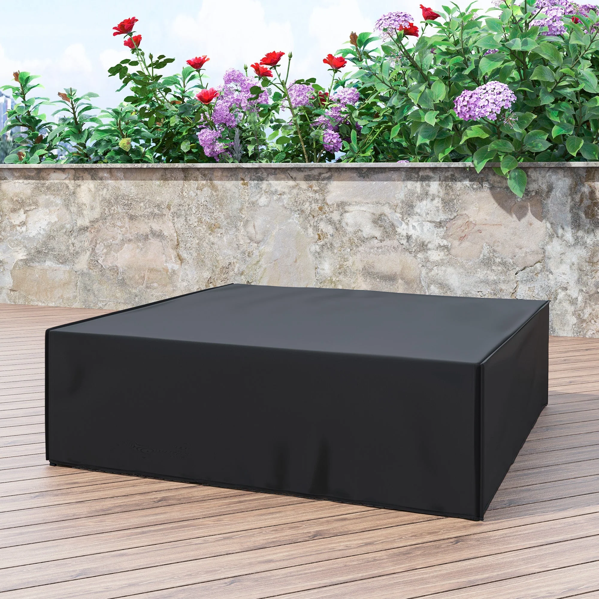 Large Patio Garden Furniture Set Cover Square Waterproof 600D Oxford, Black - Image 7