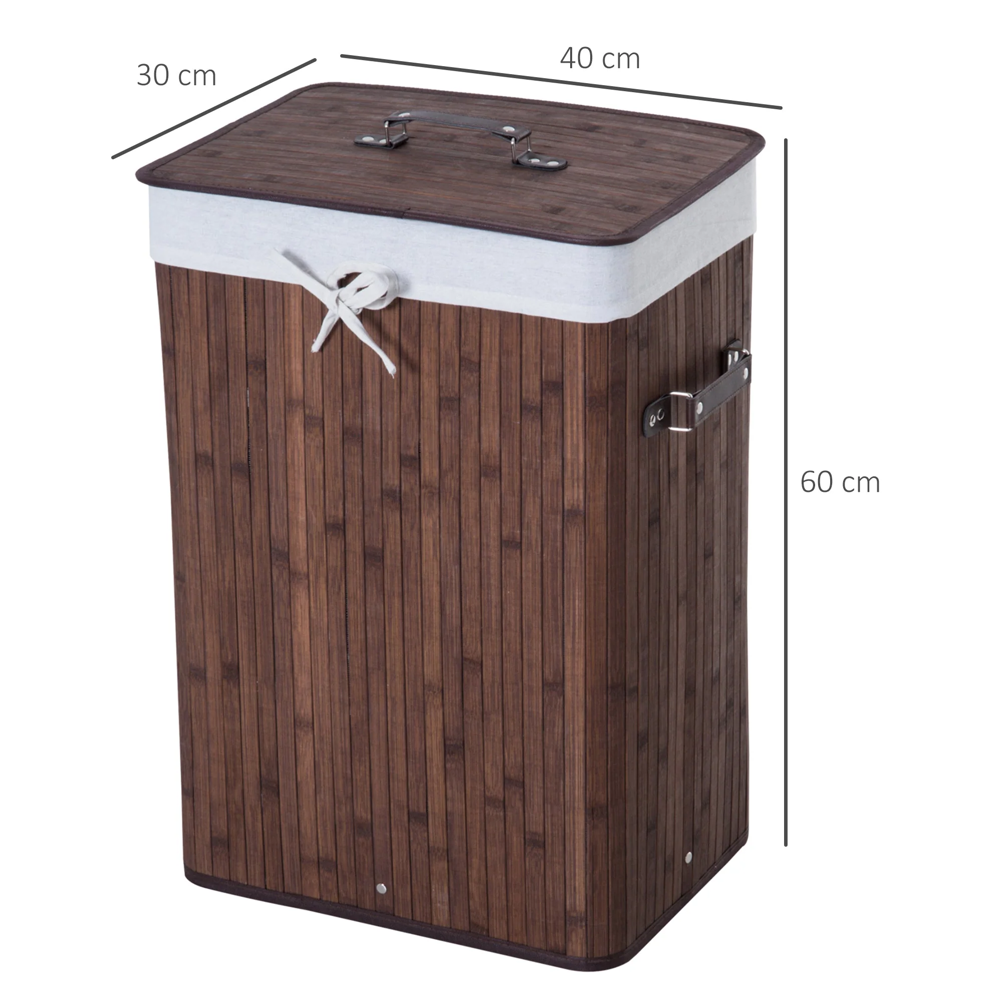 Laundry Basket 72L Foldable Washable Bamboo Dark Brown - Image 3