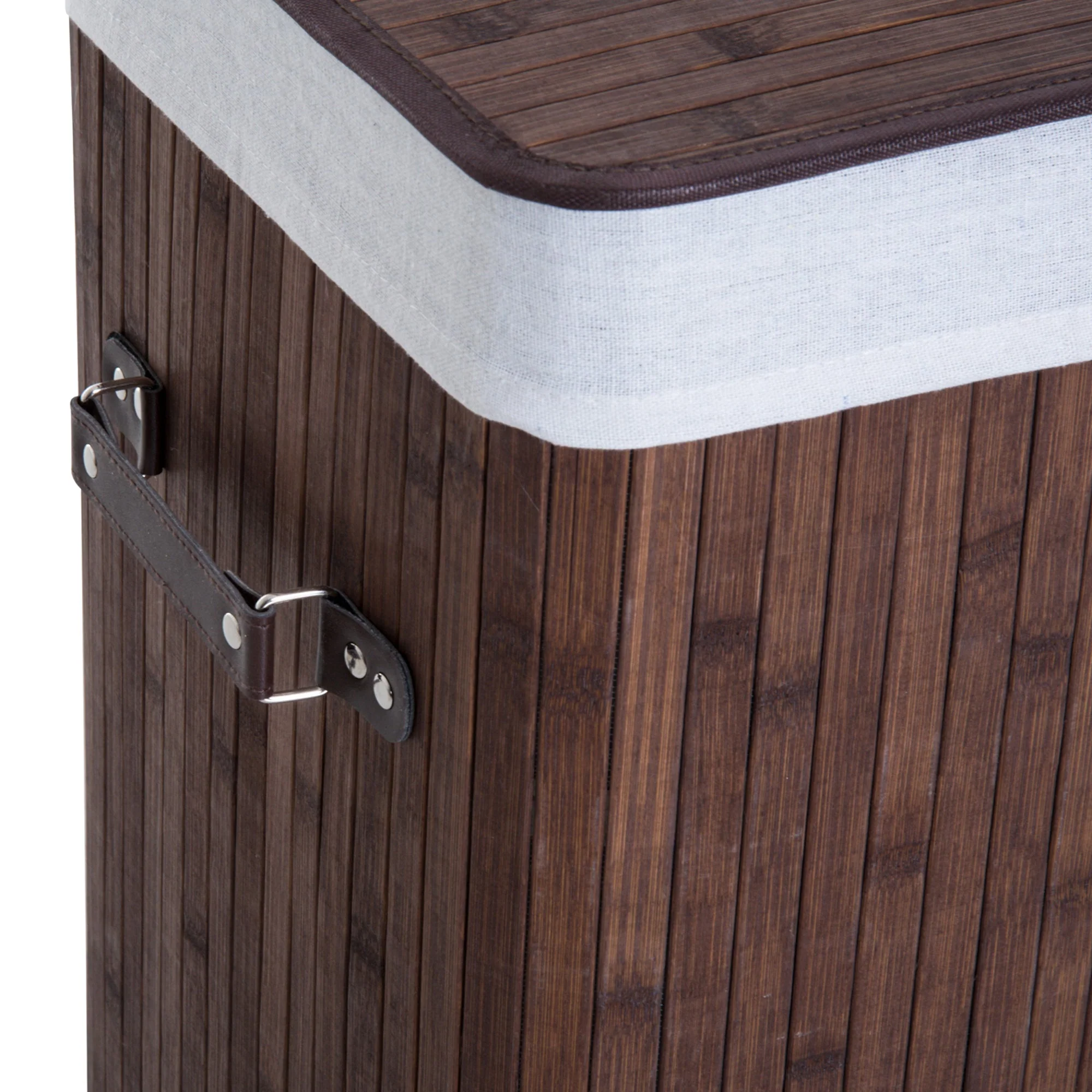 Laundry Basket 72L Foldable Washable Bamboo Dark Brown - Image 8