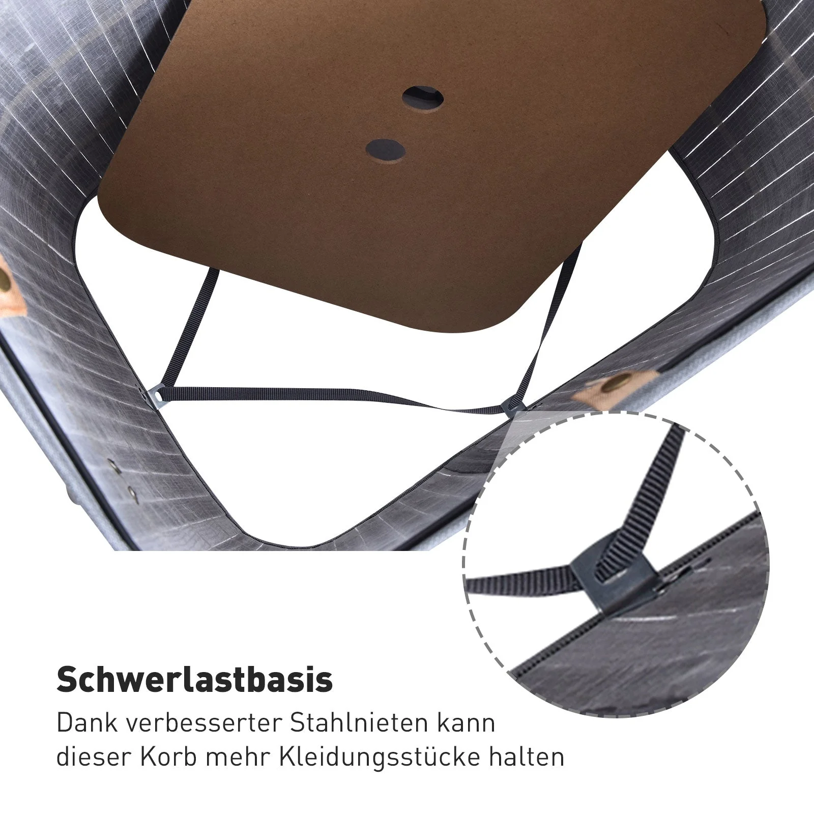 Laundry Basket 72L Foldable with Lid, Bamboo, Grey - Image 4