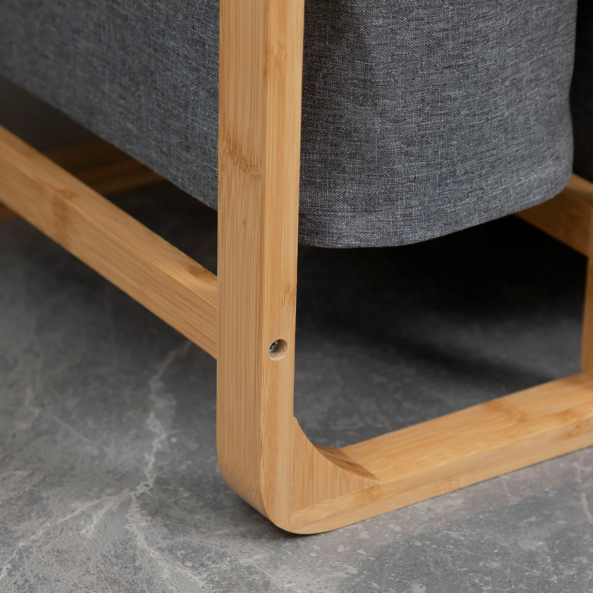Laundry Basket, Platform Laundry Collector with 3 Removable Bags, Grey+Natural Bamboo - Image 8