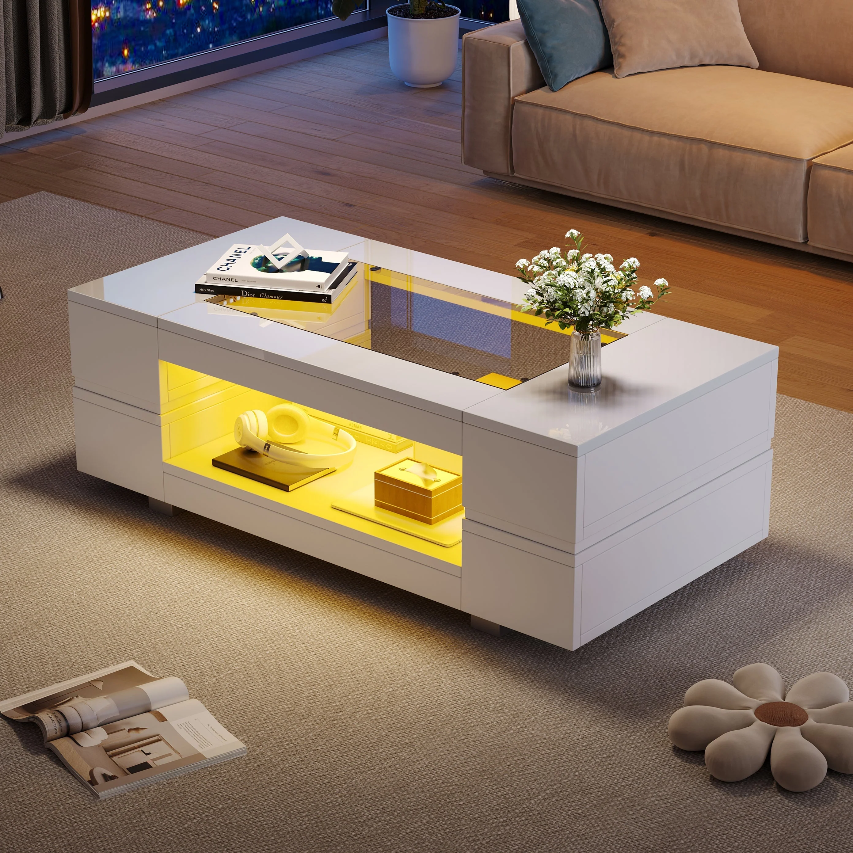 LED Coffee Table Bluetooth App Control, White - Image 2