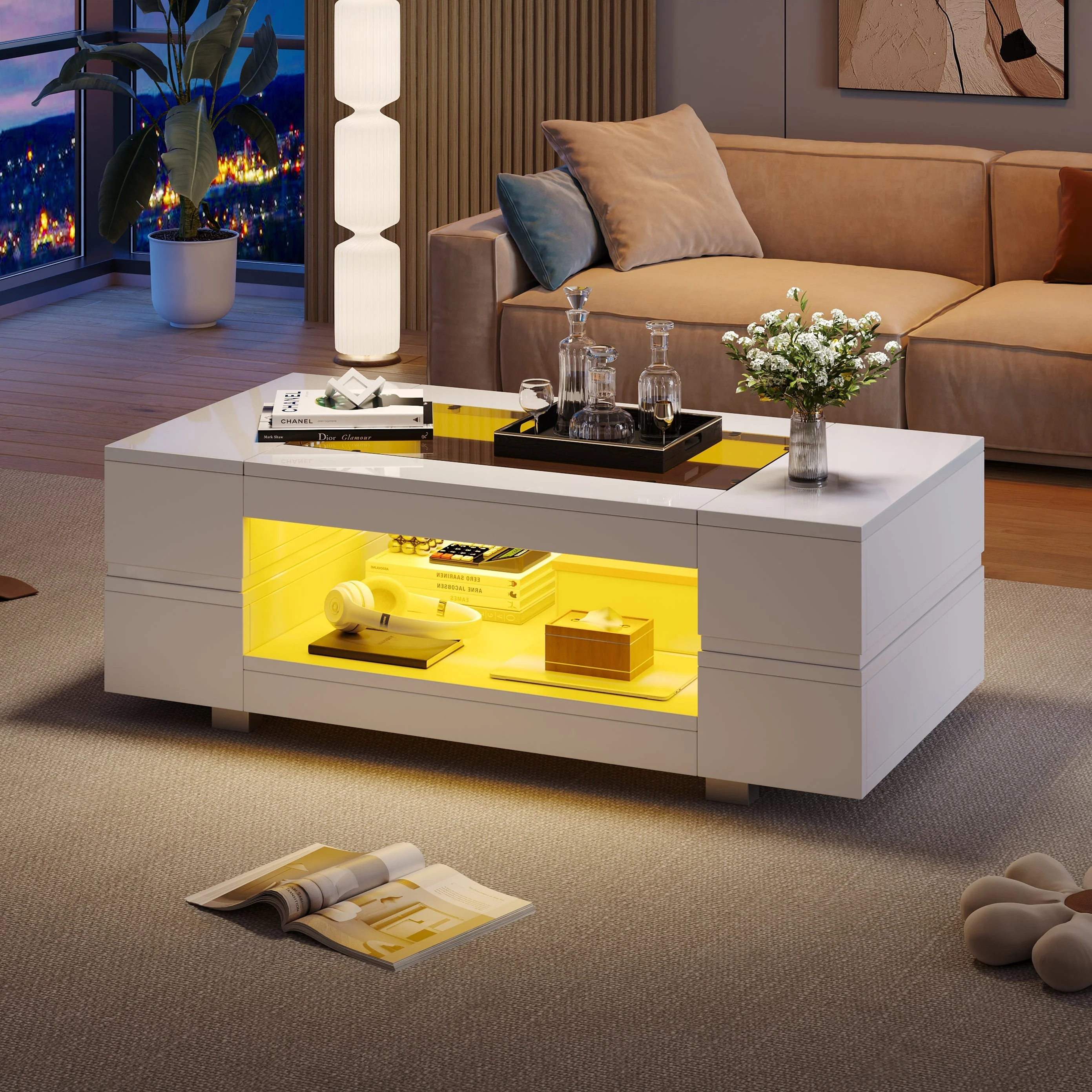LED Coffee Table Bluetooth App Control, White - Image 3
