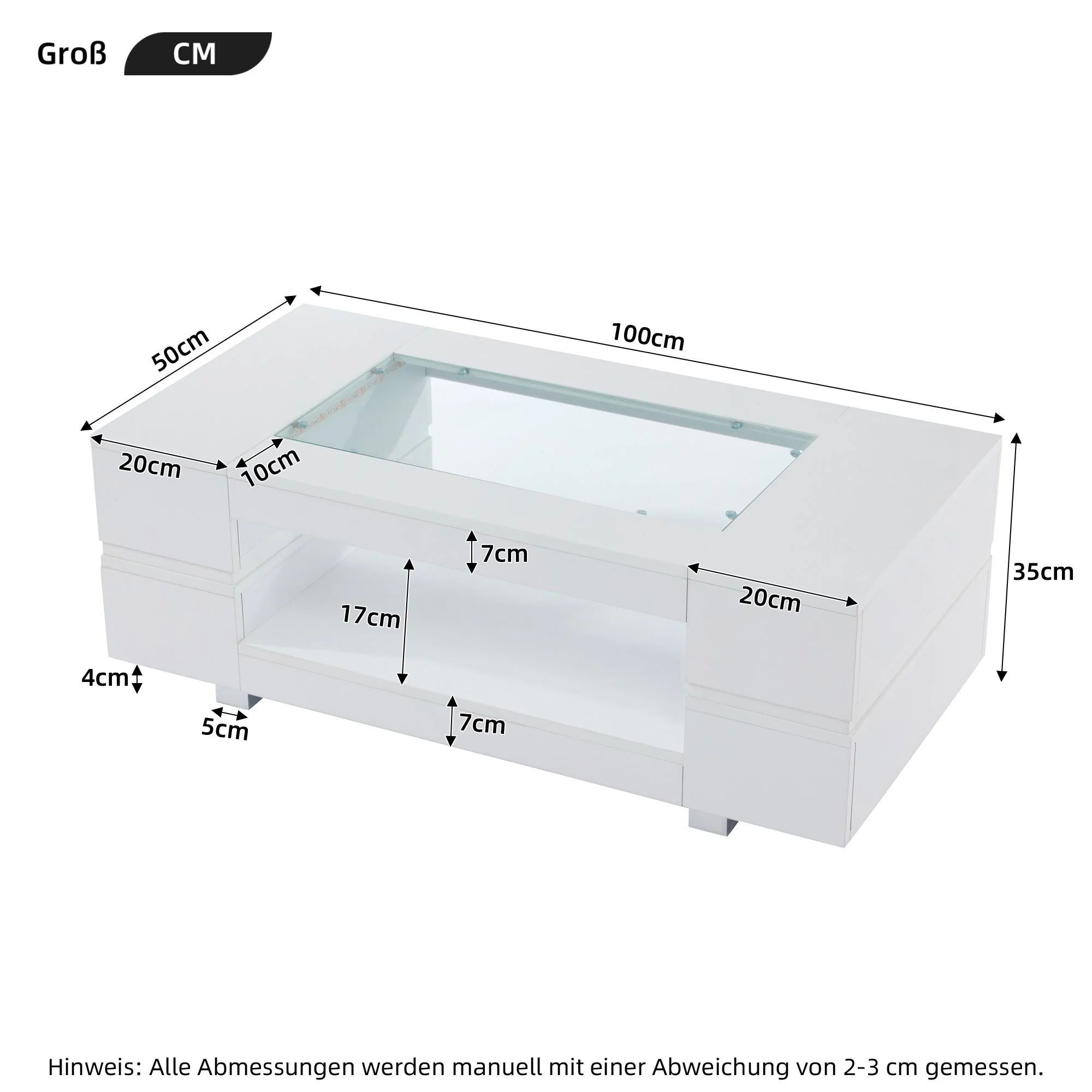 LED Coffee Table Bluetooth App Control, White - Image 8