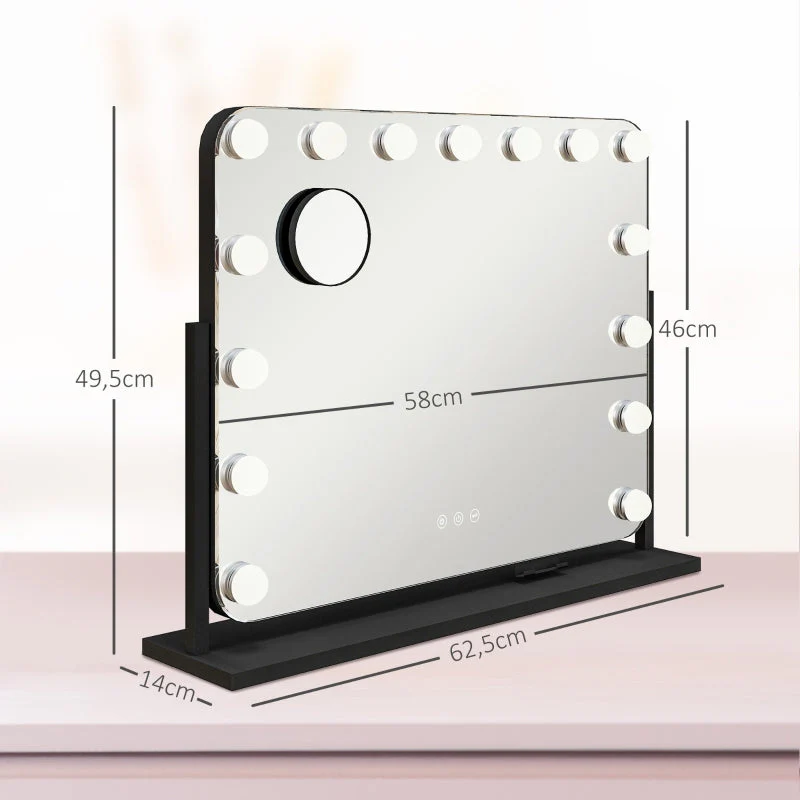 LED Cosmetic Mirror, 3 Light Modes, Dimmable, Touch Control, Black - Image 3