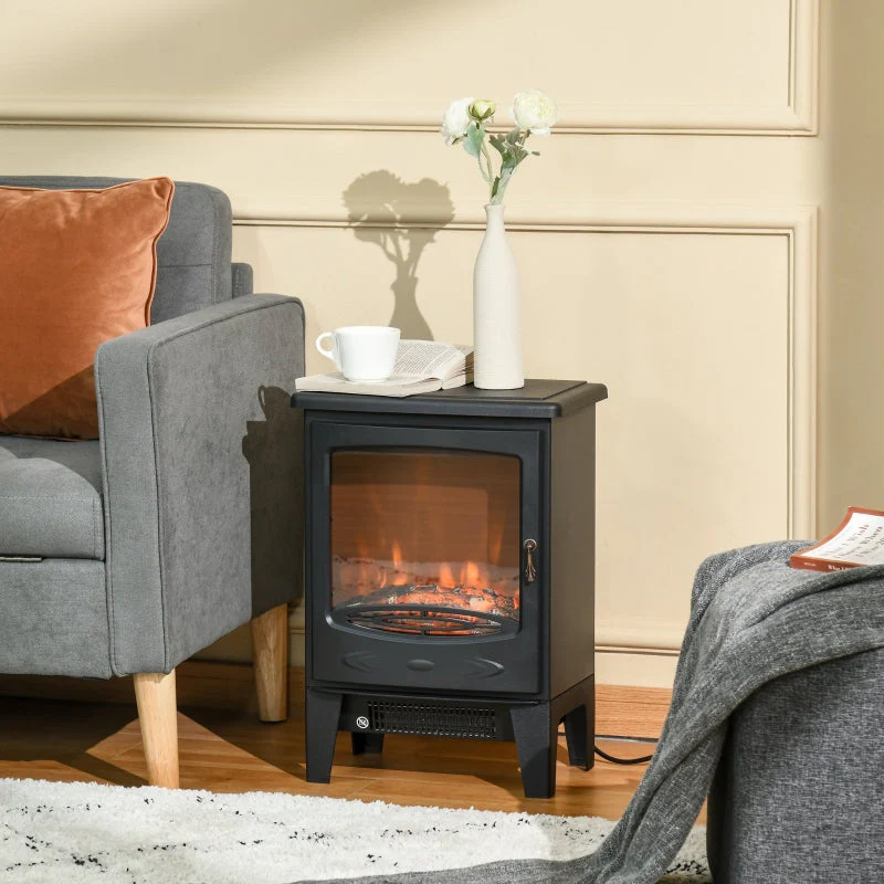 LED Electric Fireplace, Freestanding Flame Effect, 900/1800W, Black